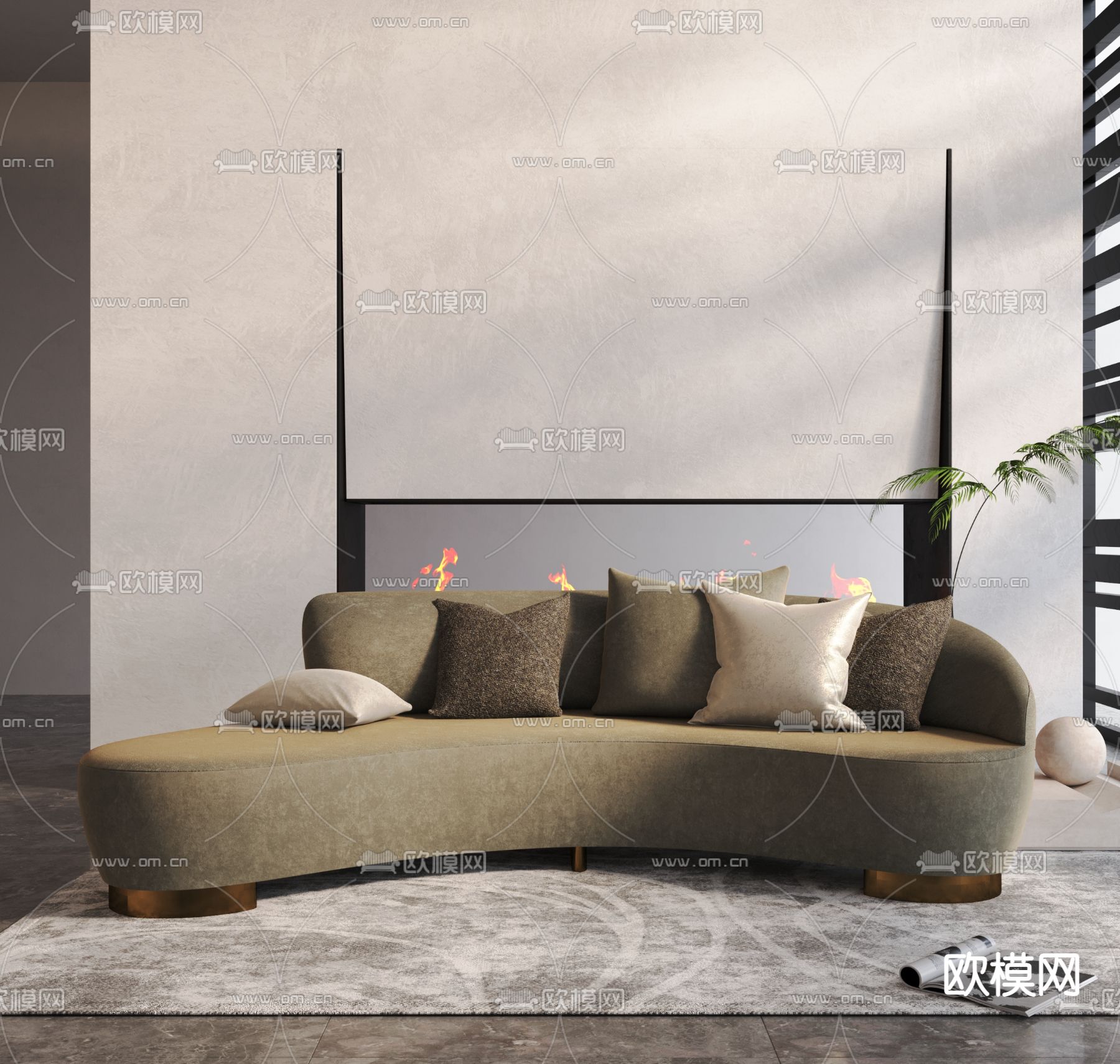 弧形沙发 异形沙发3d模型下载_ID12138582_3dmax免费模型-欧模网
