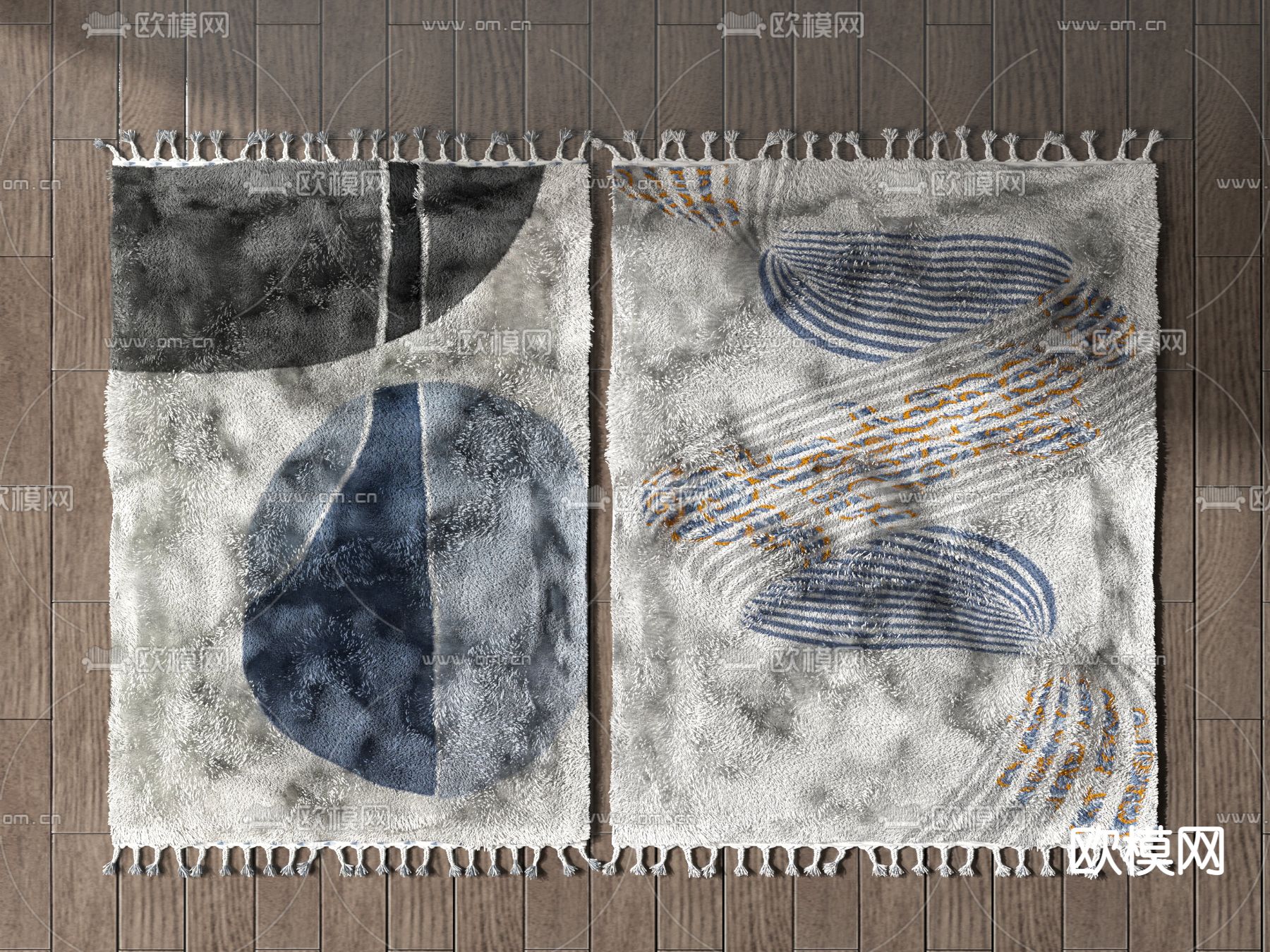 现代做旧地毯3d模型下载