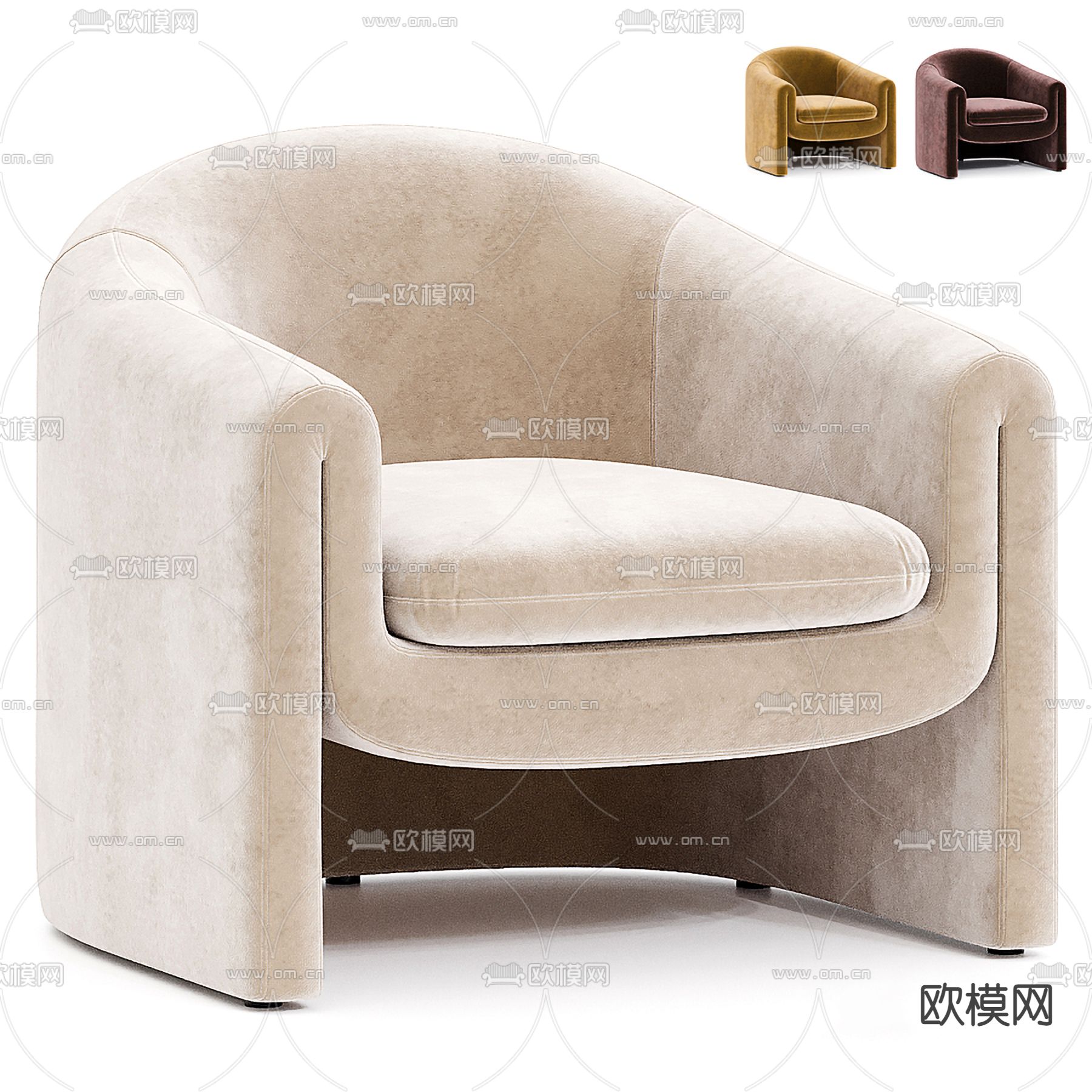 Wayfair单人沙发3d模型下载（渲染图1）