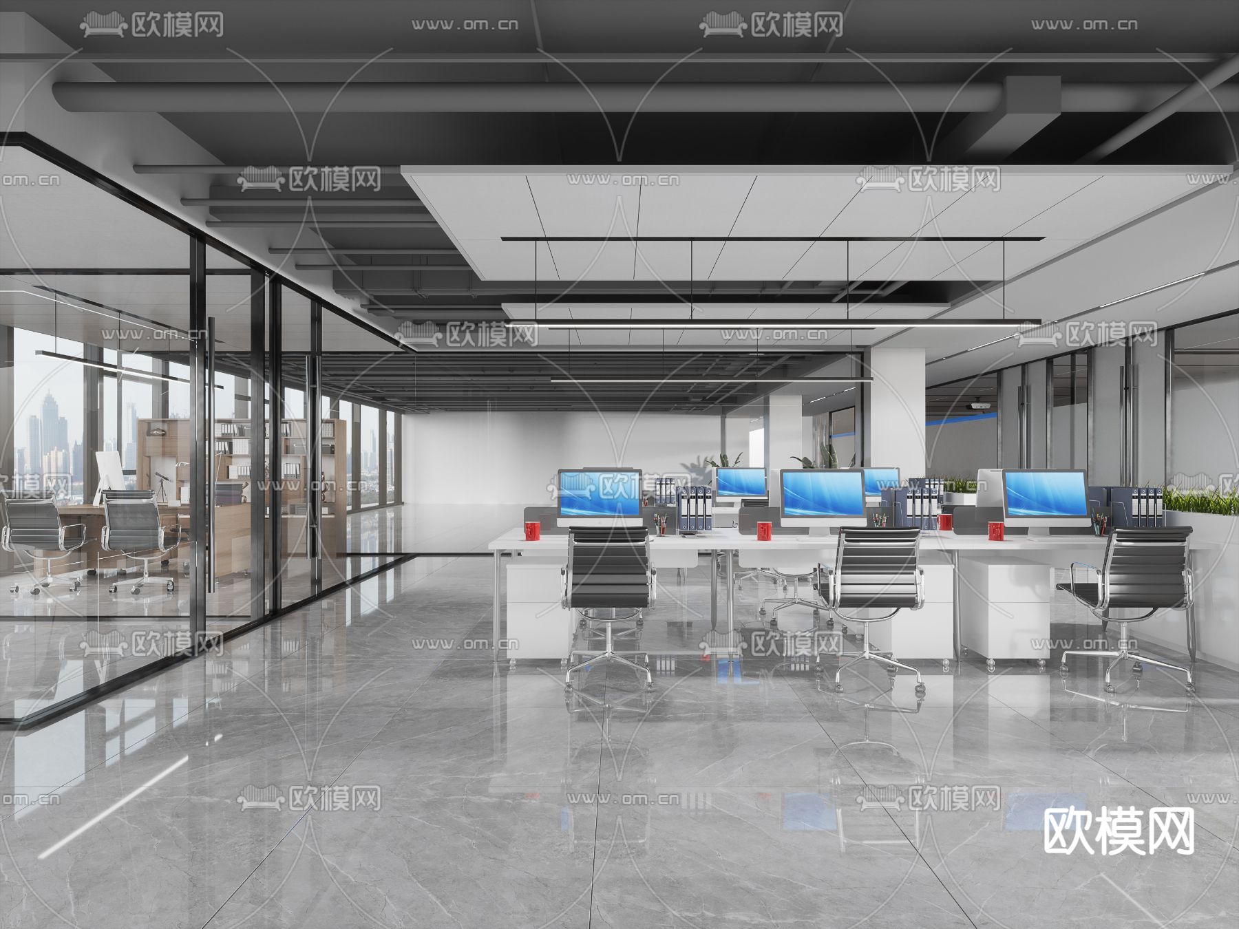 现代大会议室3d模型下载（渲染图2）