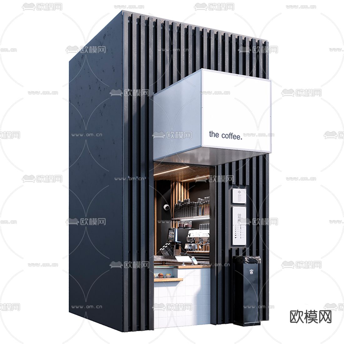 现代咖啡屋 奶茶店3d模型下载（渲染图2）
