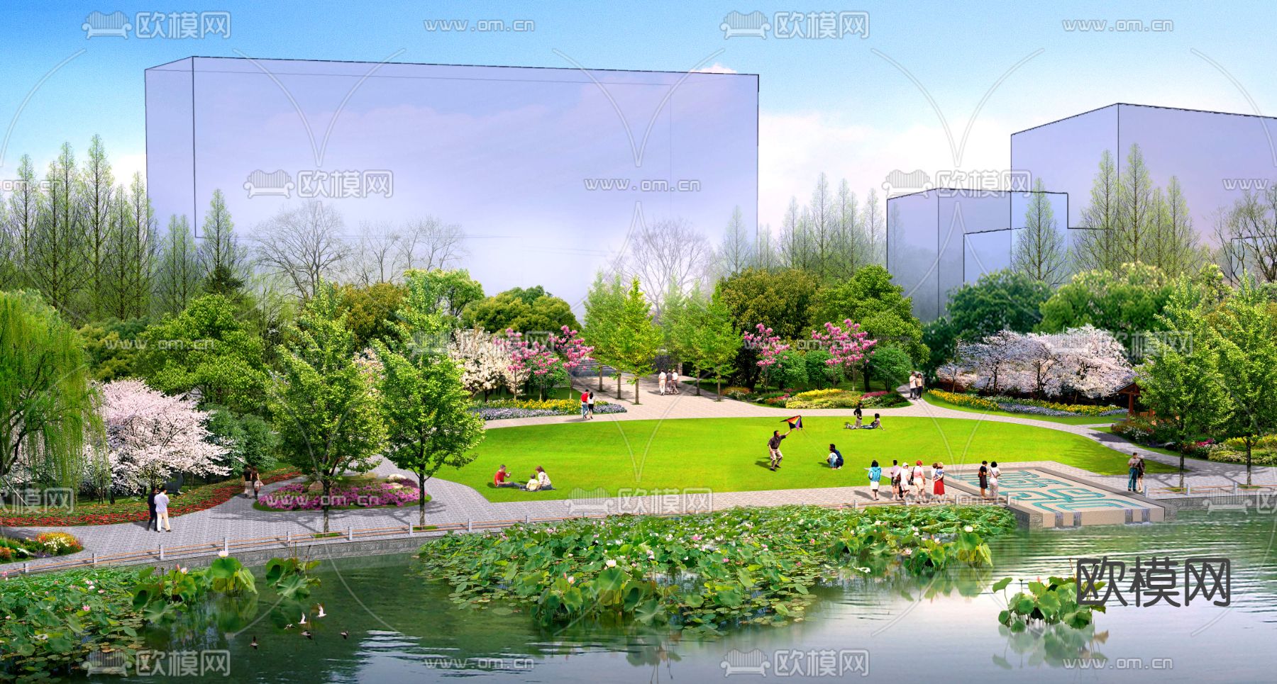 现代公园景观psd下载