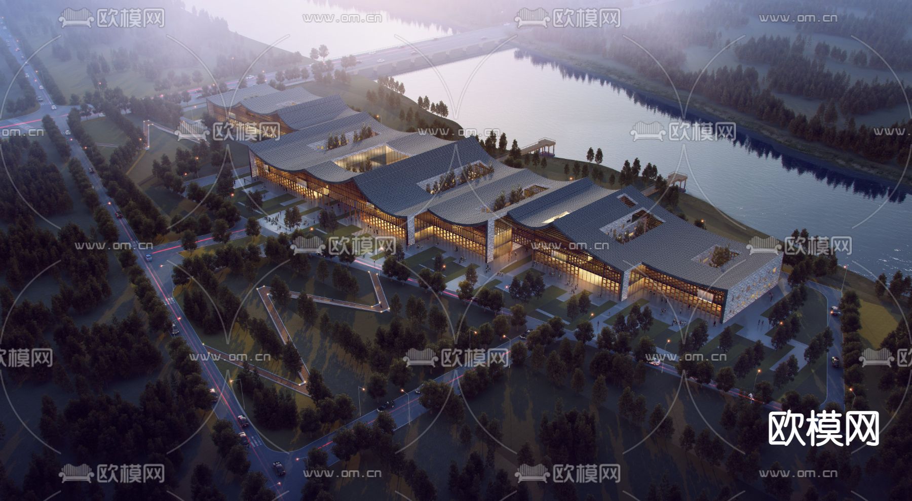 现代度假酒店鸟瞰psd下载