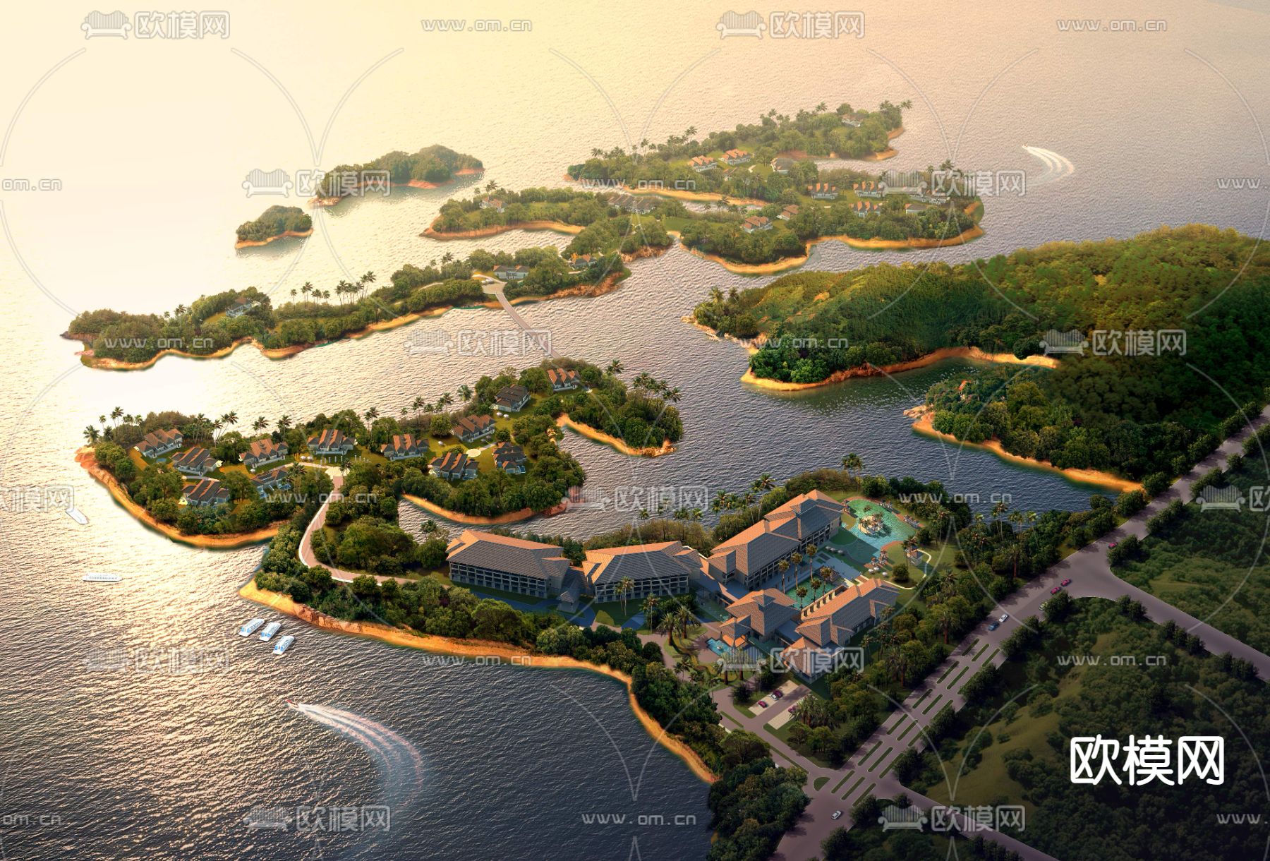 现代度假岛屿景观psd下载