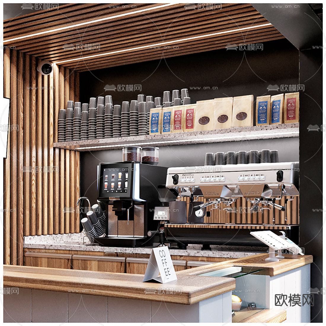 现代咖啡屋 奶茶店3d模型下载（渲染图4）