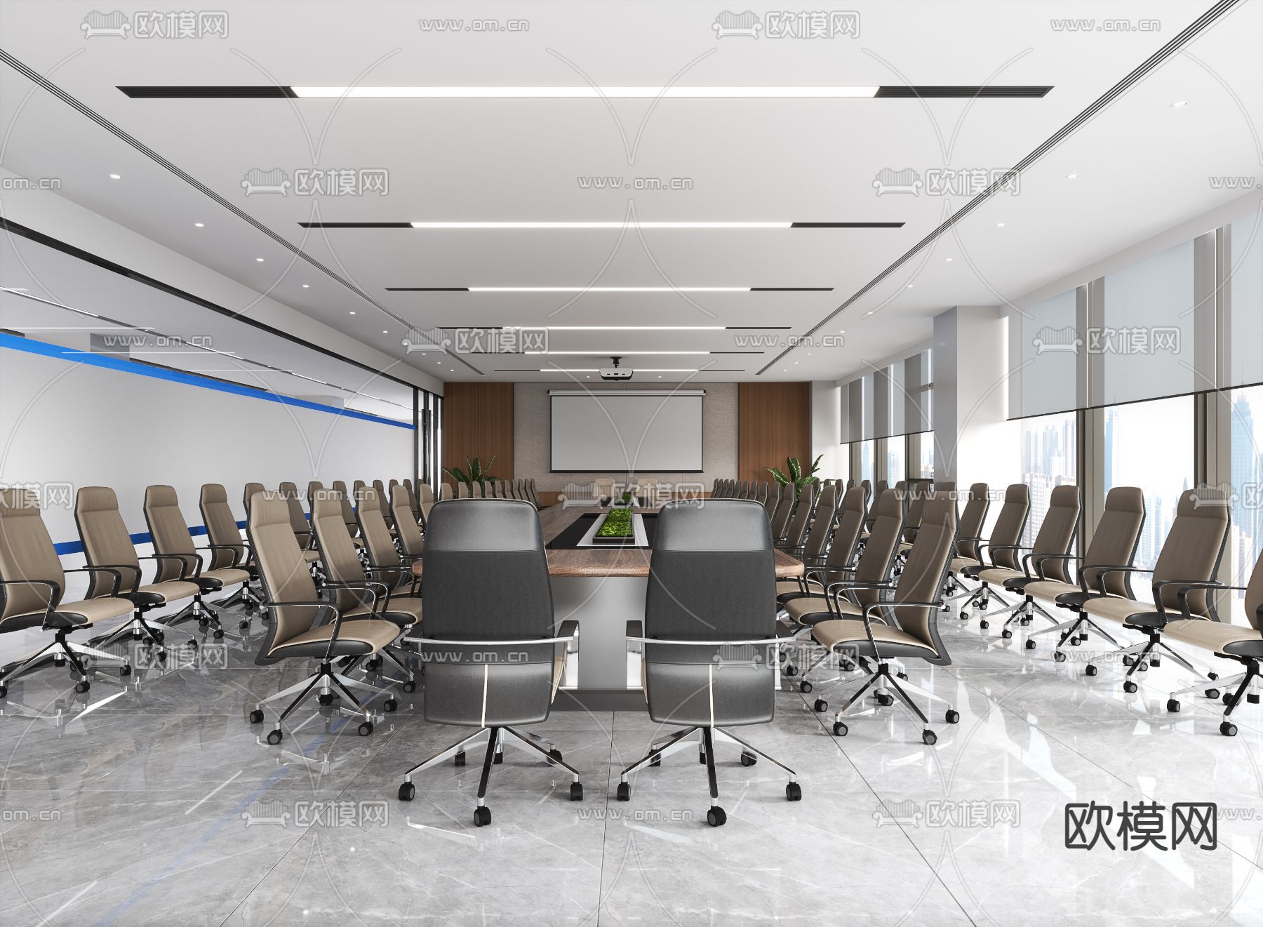 现代大会议室3d模型下载（渲染图1）