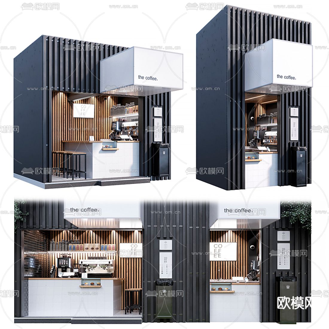 现代咖啡屋 奶茶店3d模型下载（渲染图1）