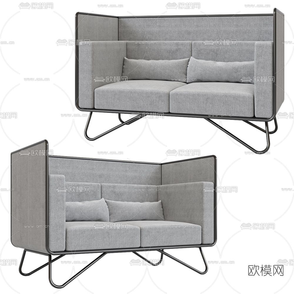 Noook 灰色双人沙发3d模型下载
