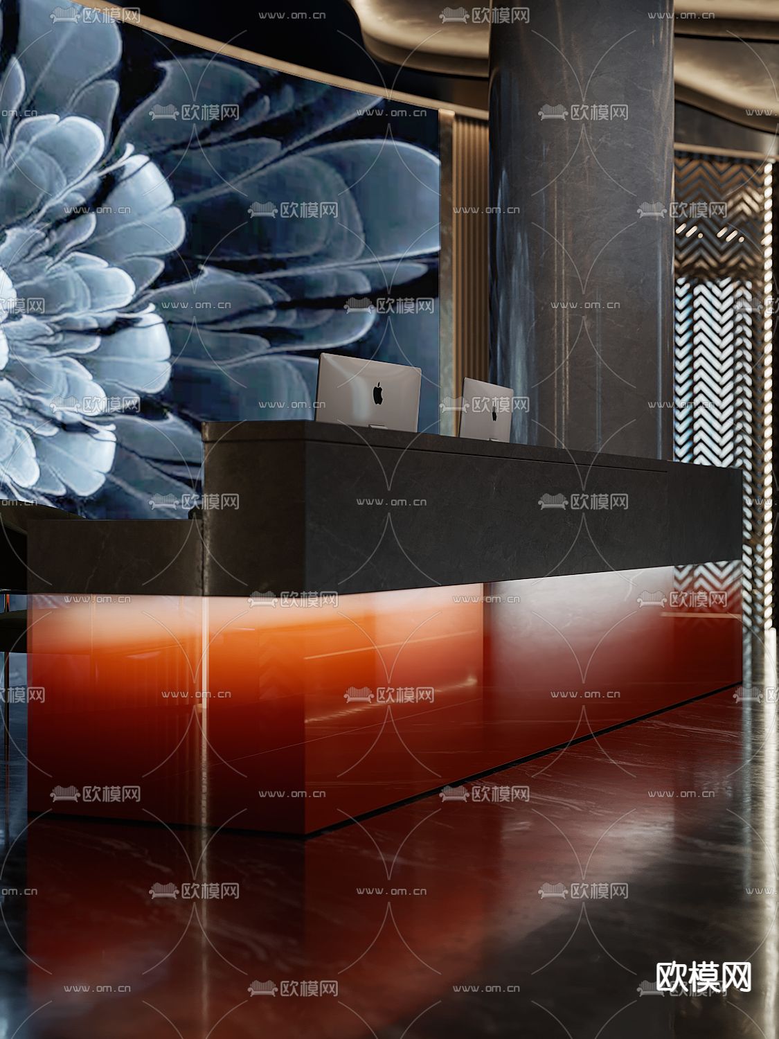 现代足浴 酒店大堂3d模型下载（渲染图2）