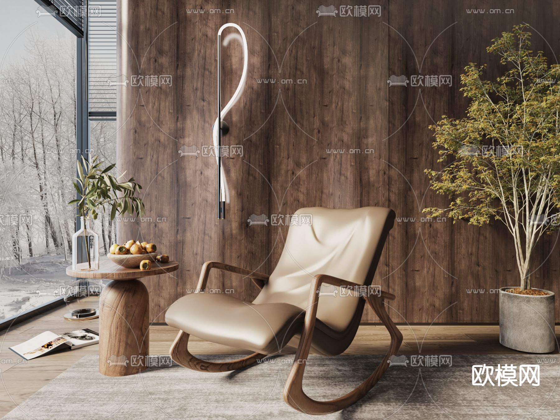 现代躺椅 摇椅3d模型下载