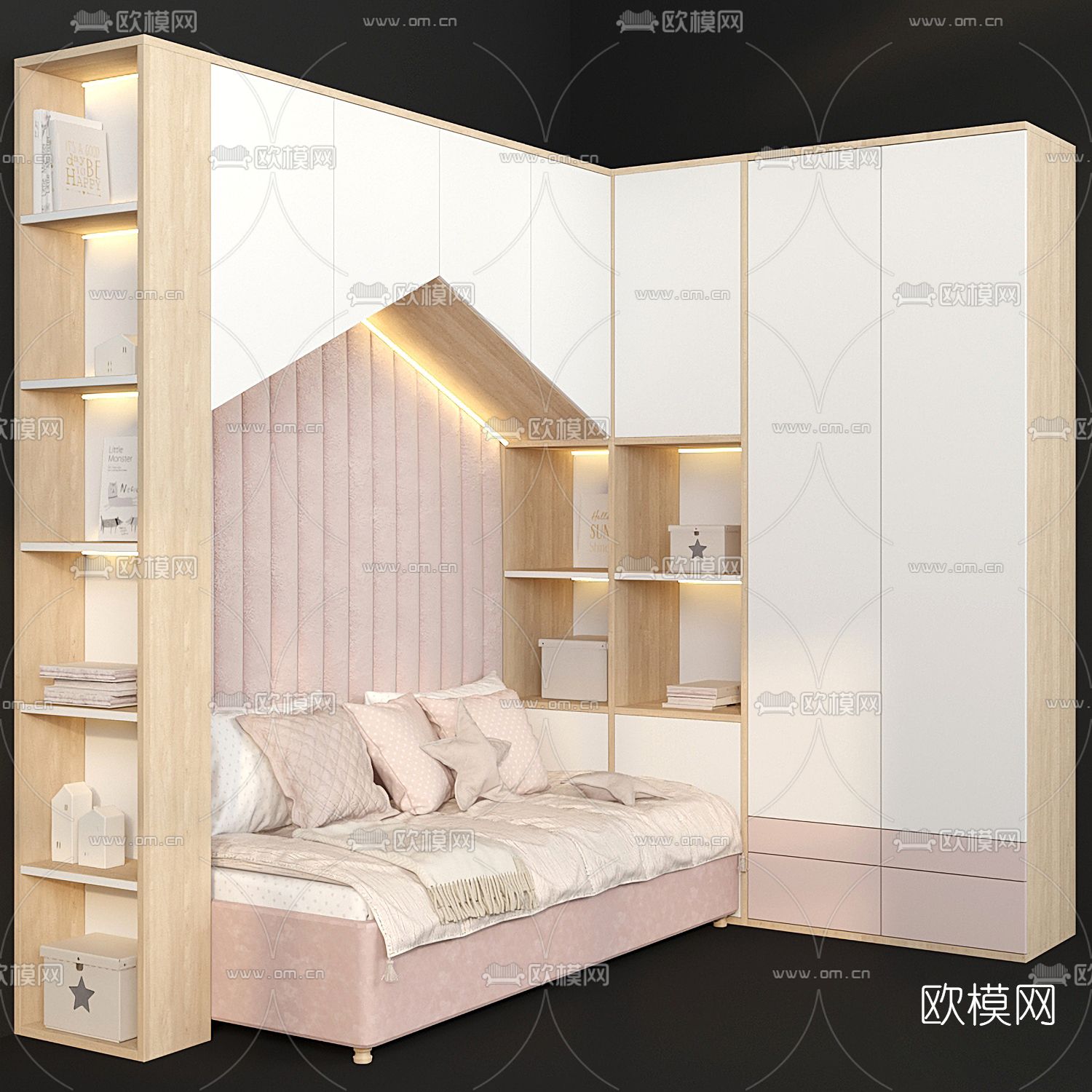 现代儿童沙发 装饰柜3d模型下载（渲染图1）