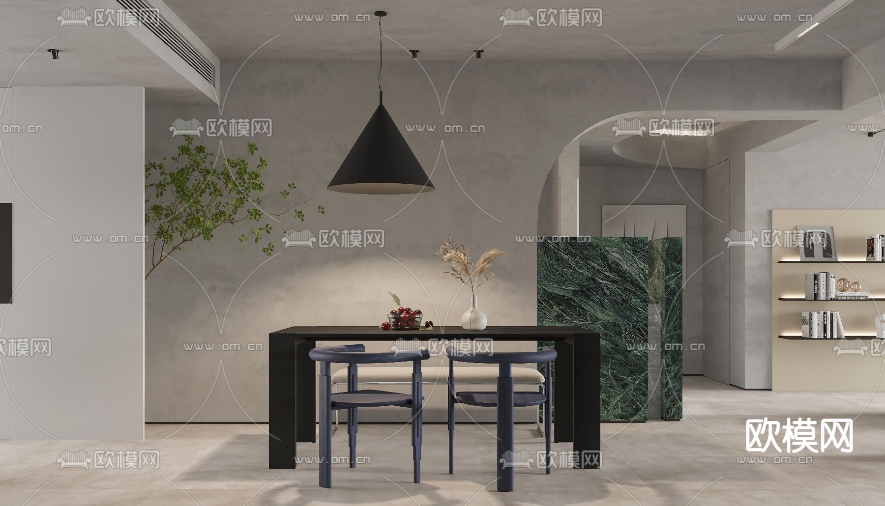 现代工业风客餐厅3d模型下载（渲染图5）