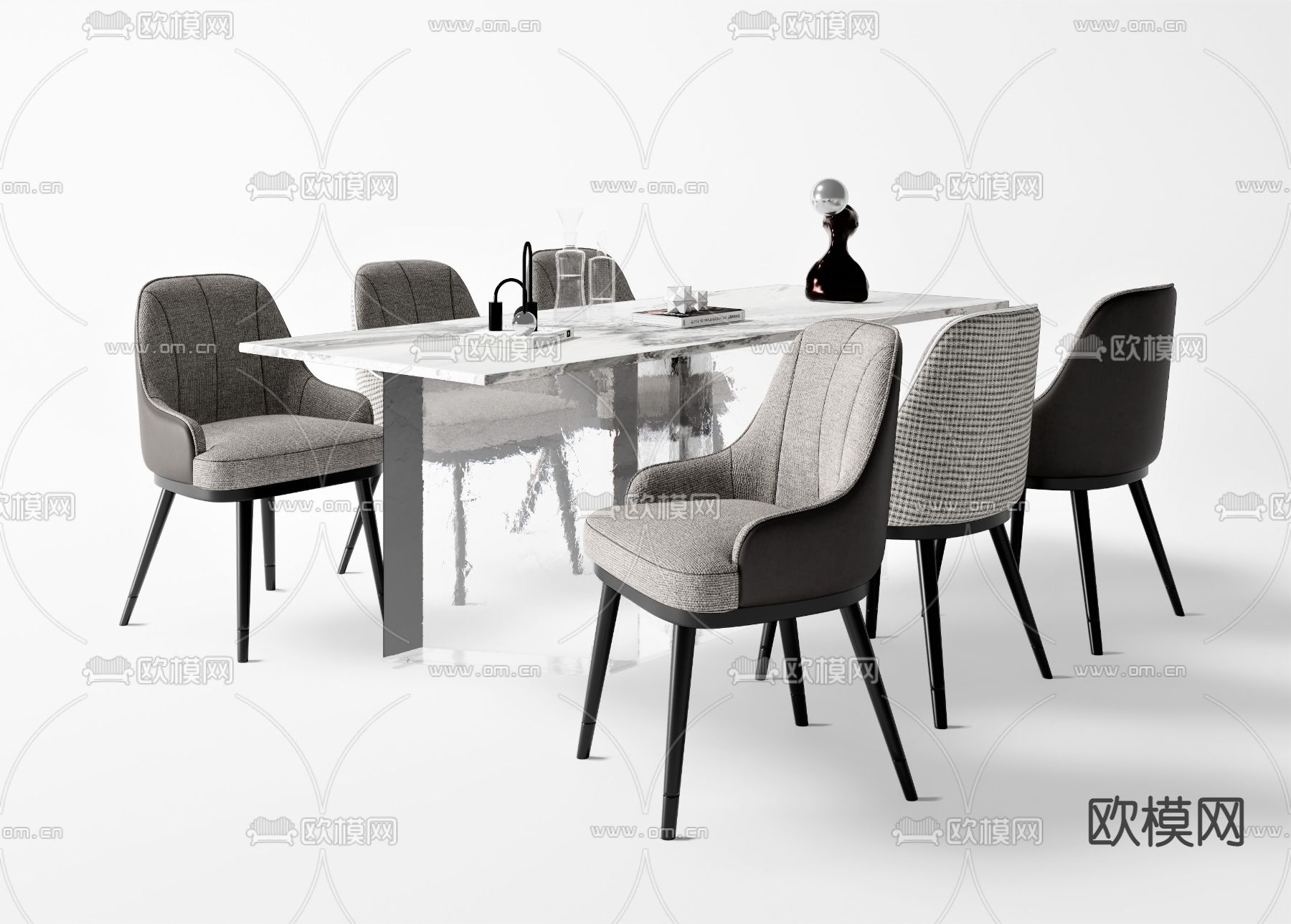 北欧餐桌椅su模型下载（渲染图1）