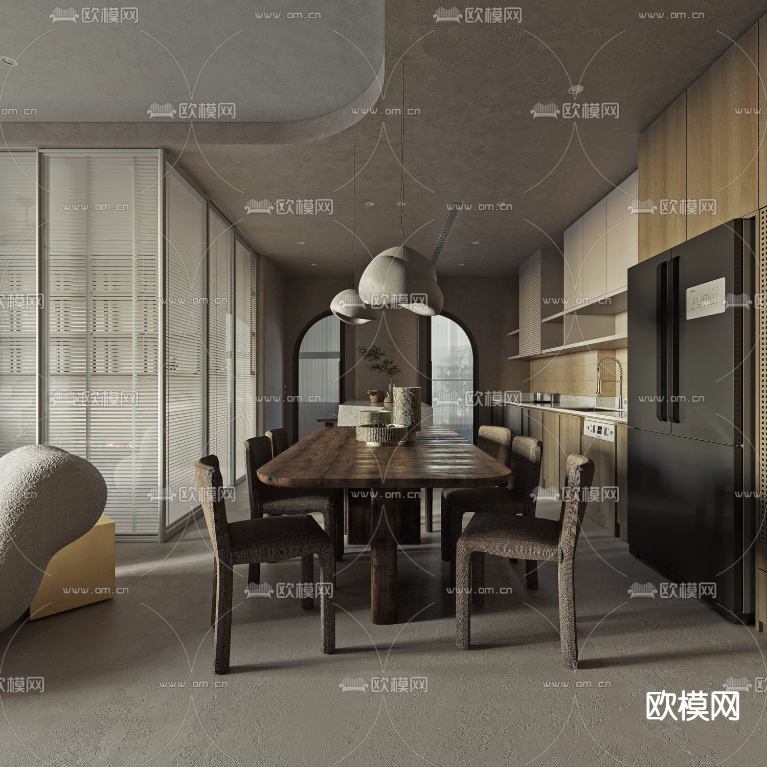 诧寂风创意客餐厅免费3d模型