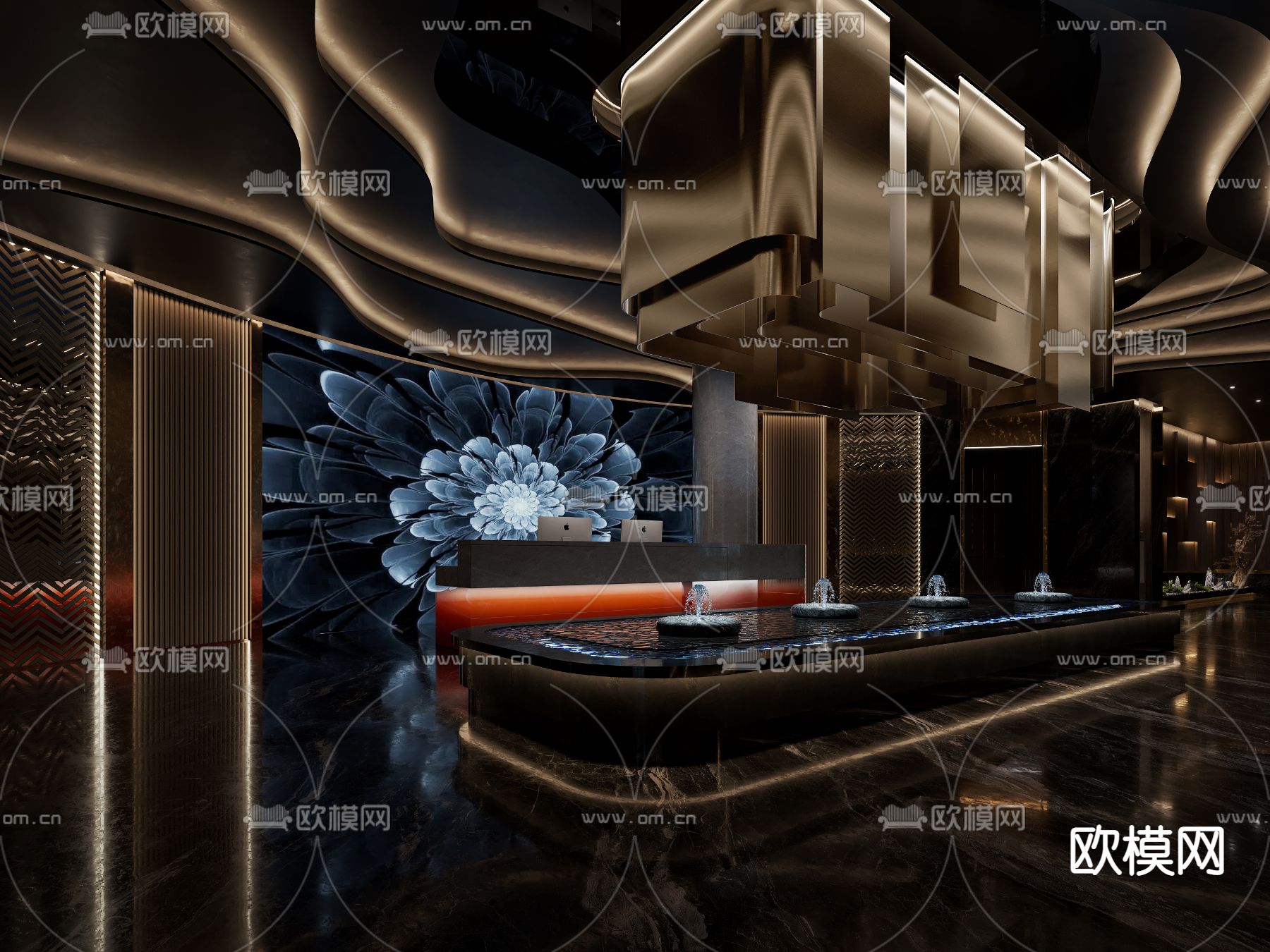 现代足浴 酒店大堂3d模型下载（渲染图4）