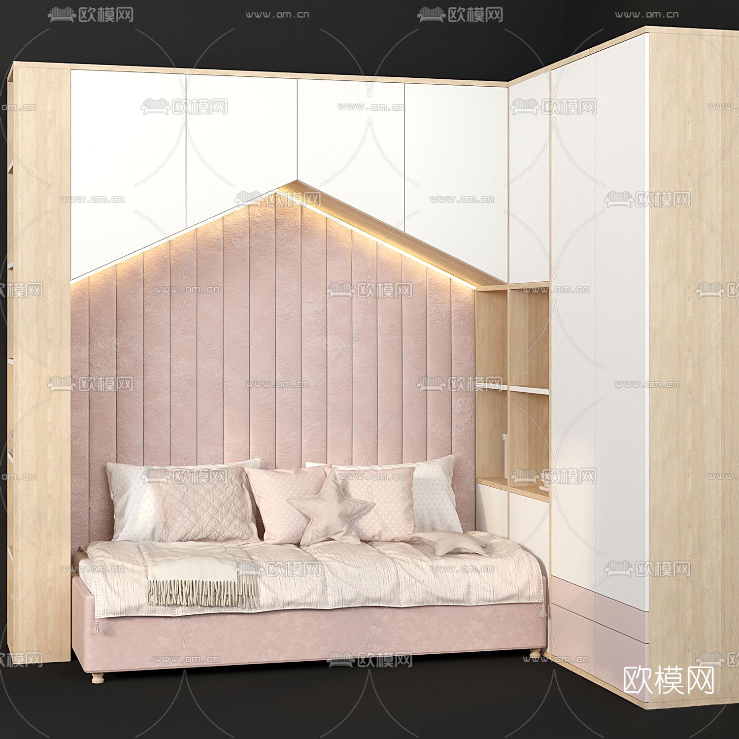 现代儿童沙发 装饰柜3d模型下载（渲染图2）