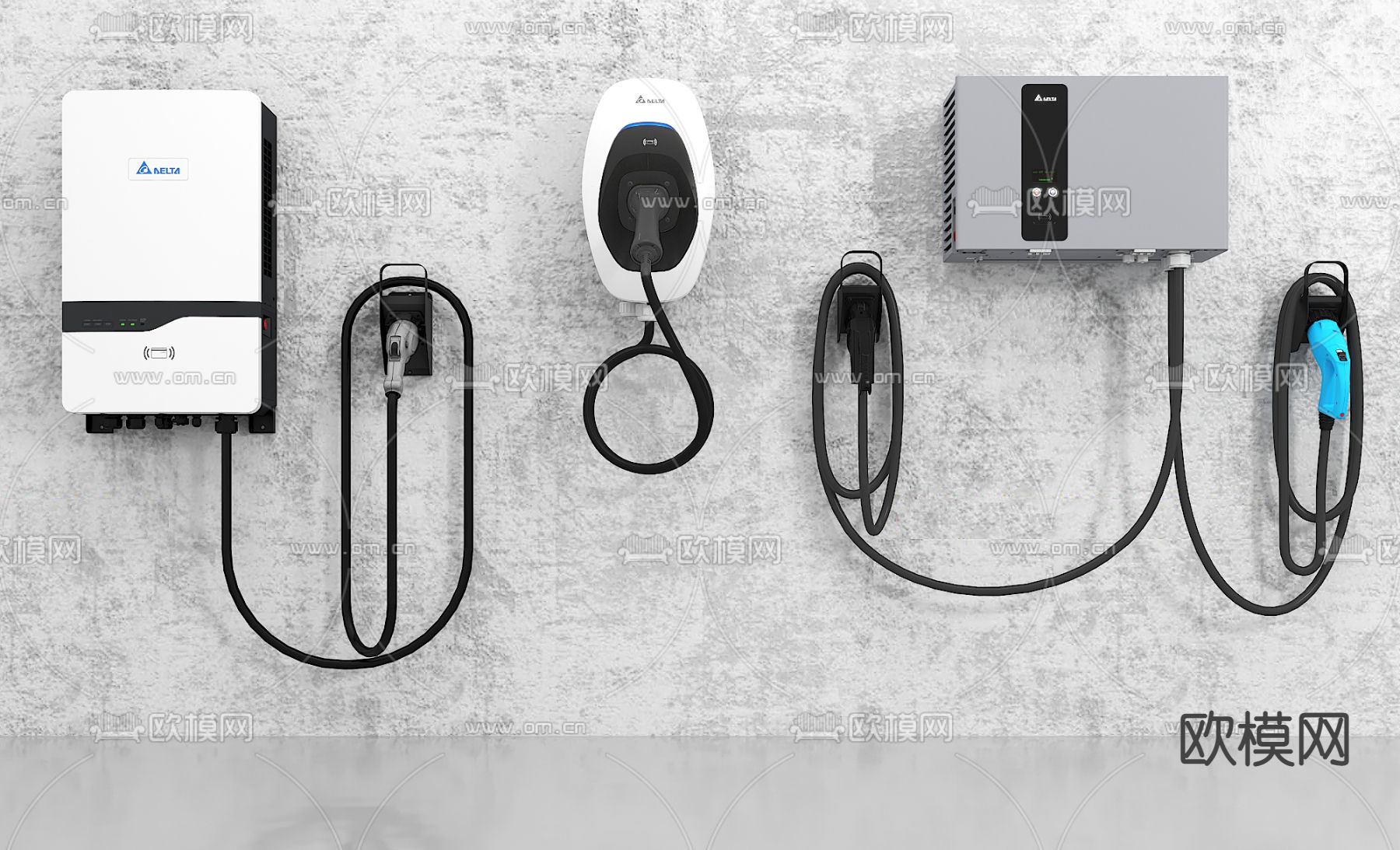 现代壁挂式汽车充电桩3d模型下载