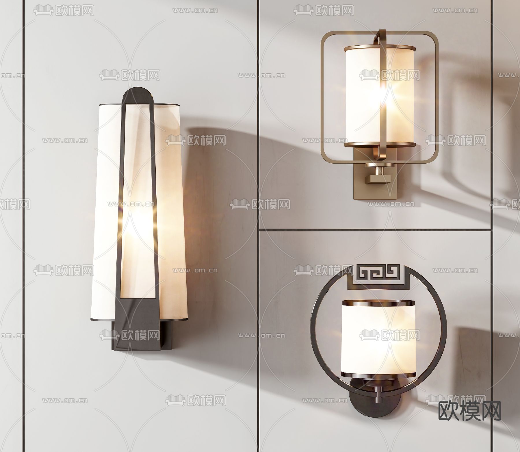 新中式金属壁灯3d模型下载