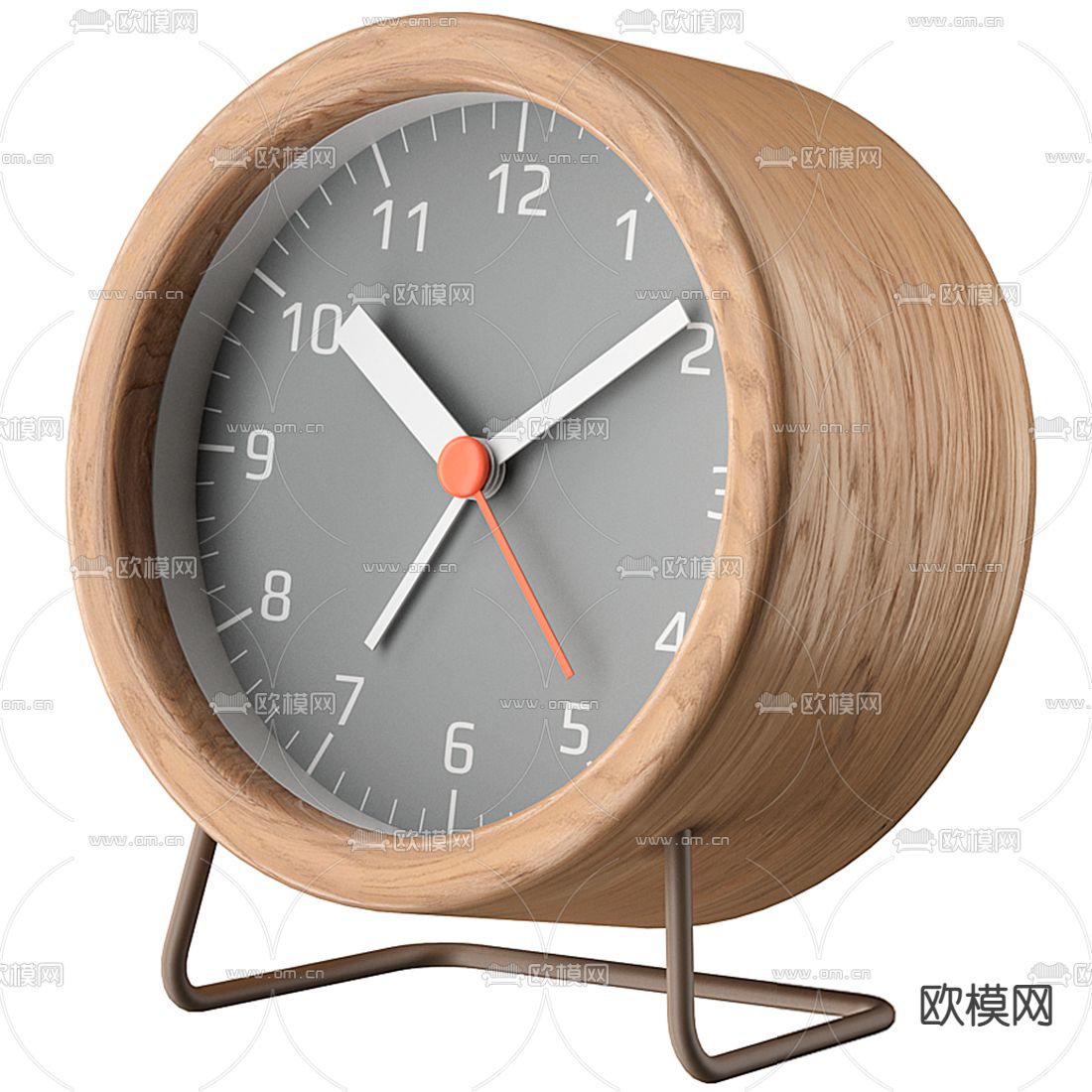 北欧实木圆形闹钟3d模型下载（渲染图2）