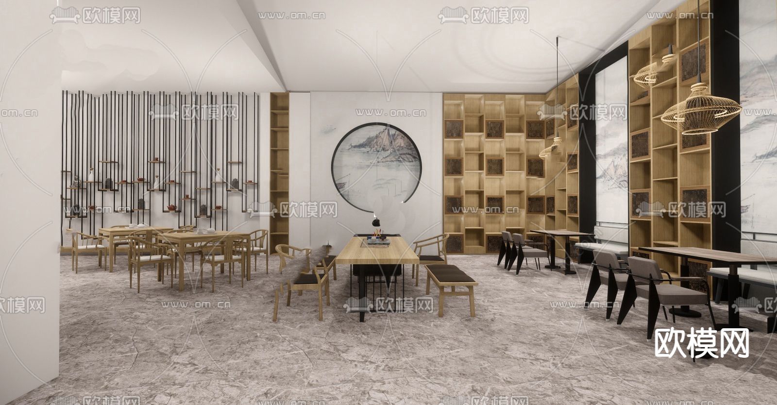 新中式酒店大堂su模型