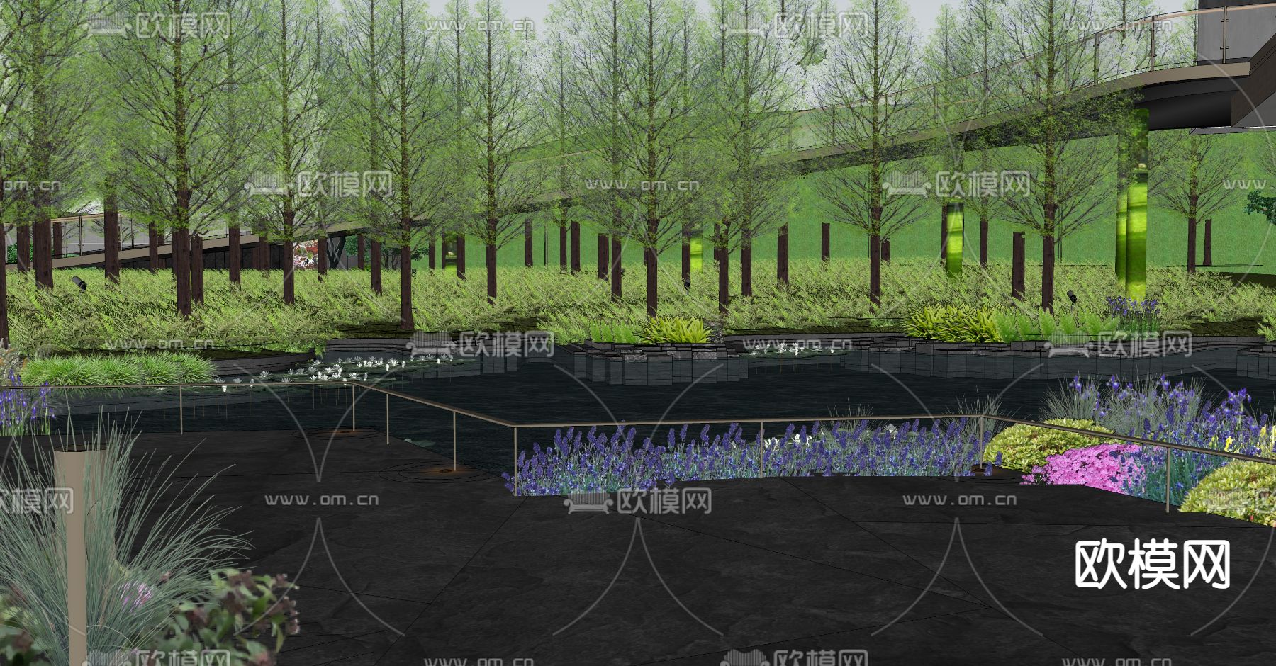 新中式售楼处景观su模型下载（渲染图4）