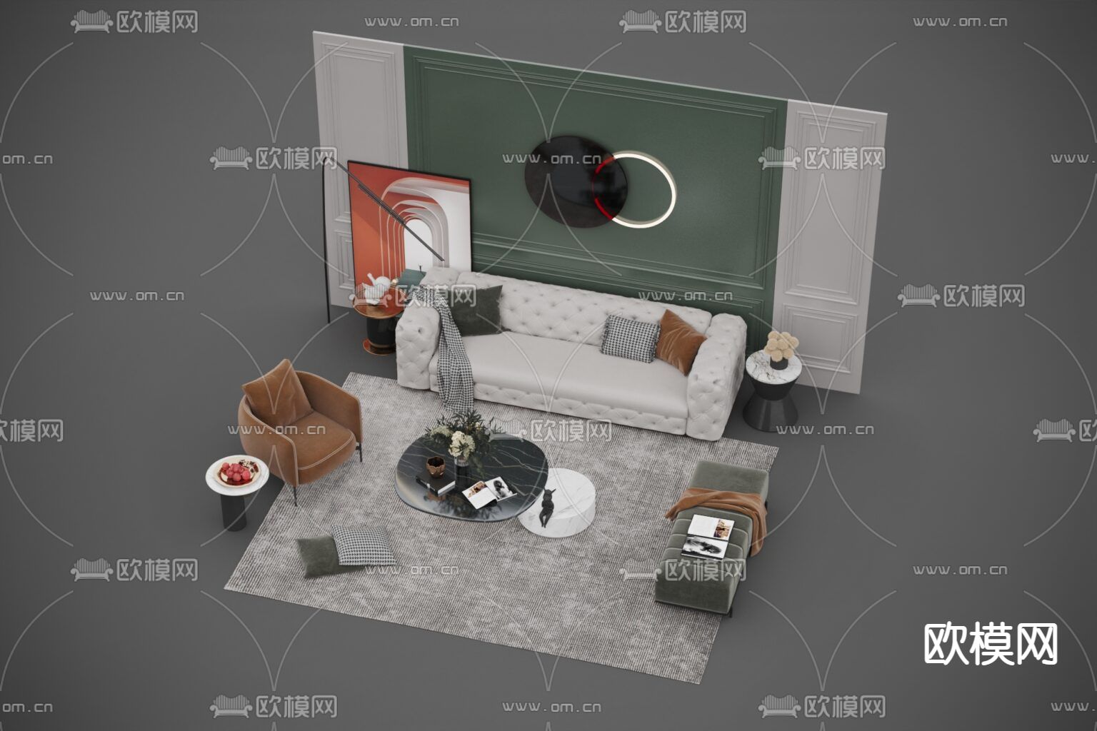 现代轻奢创意沙发组合免费3d模型下载