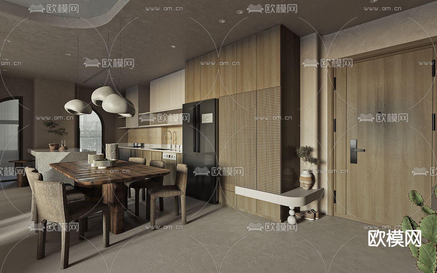 诧寂风创意客餐厅免费3d模型
