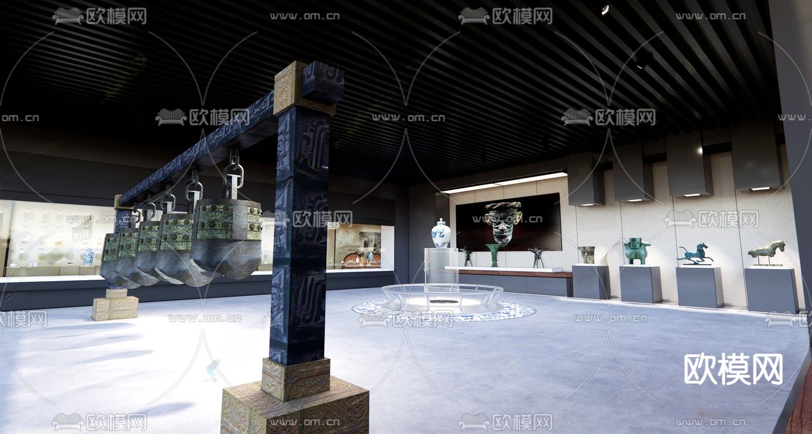 新中式博物馆su模型下载（渲染图2）