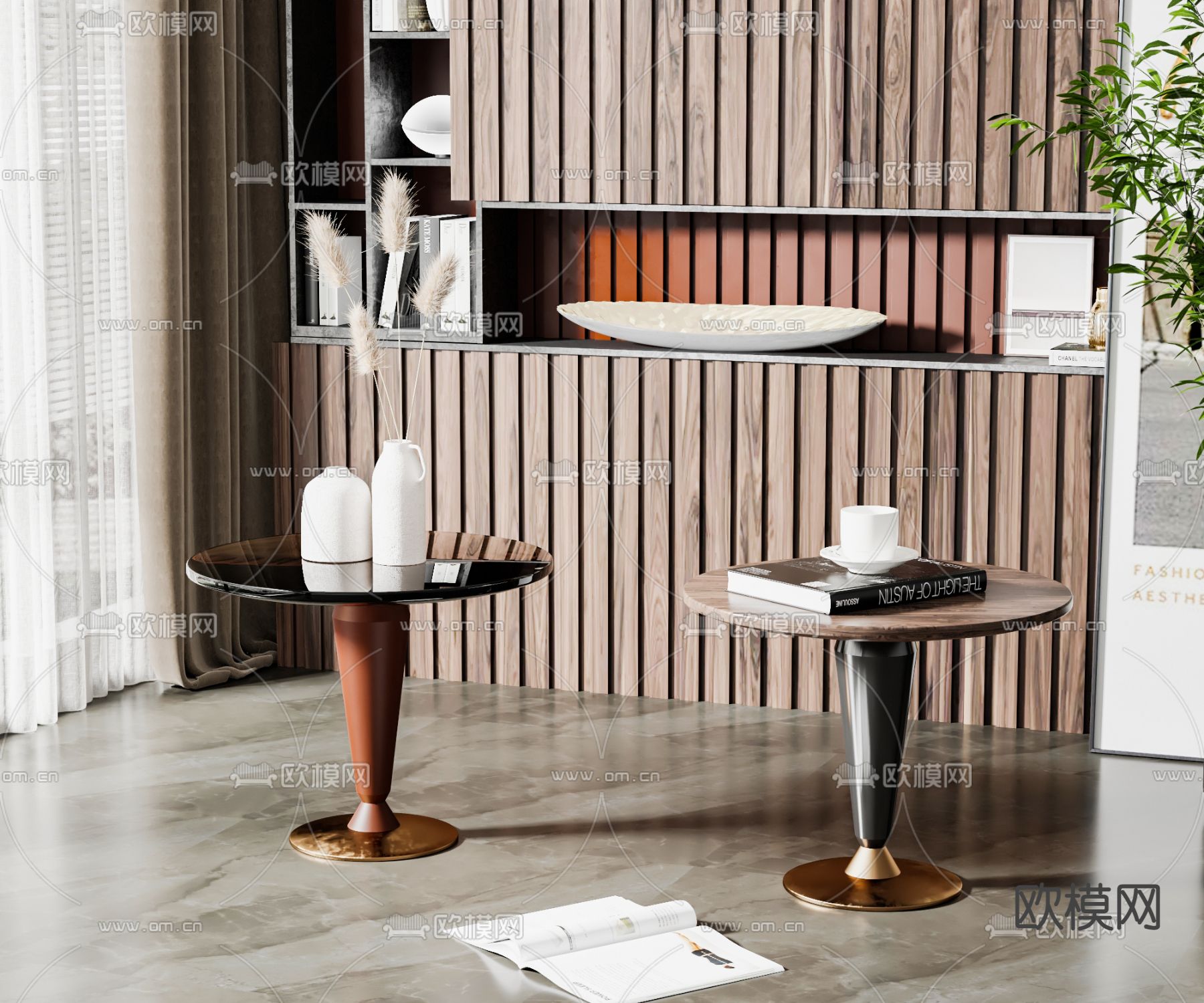 现代边几圆几3d模型下载