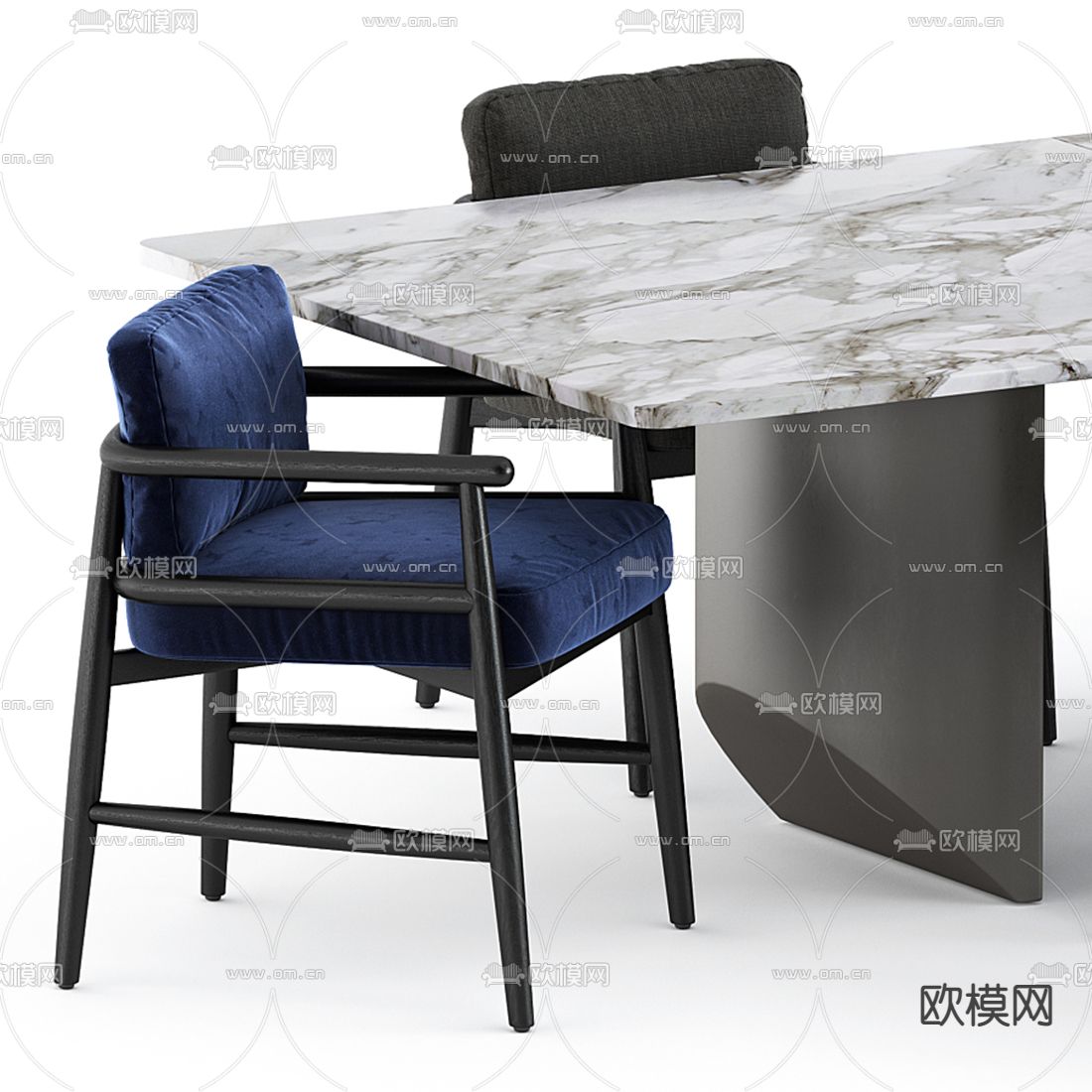 Minotti 条形餐桌椅3d模型下载（渲染图2）