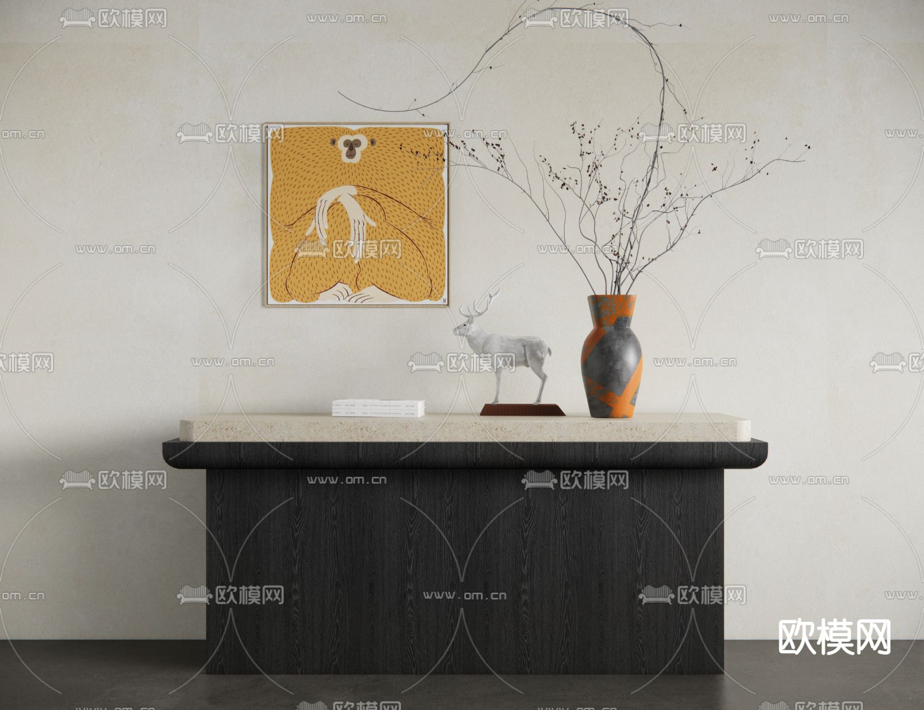 现代玄关端景台su模型下载（渲染图1）