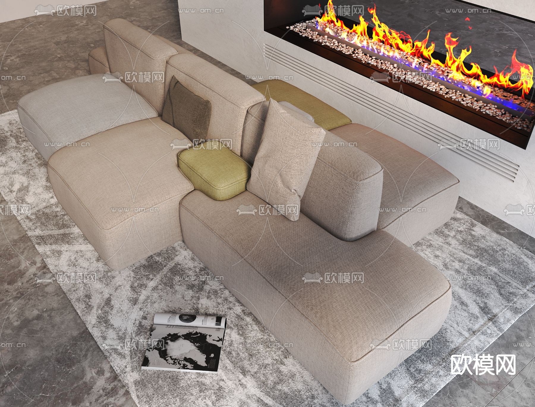 现代豆腐块组合沙发3d模型下载_ID12139113_3dmax免费模型-欧模网