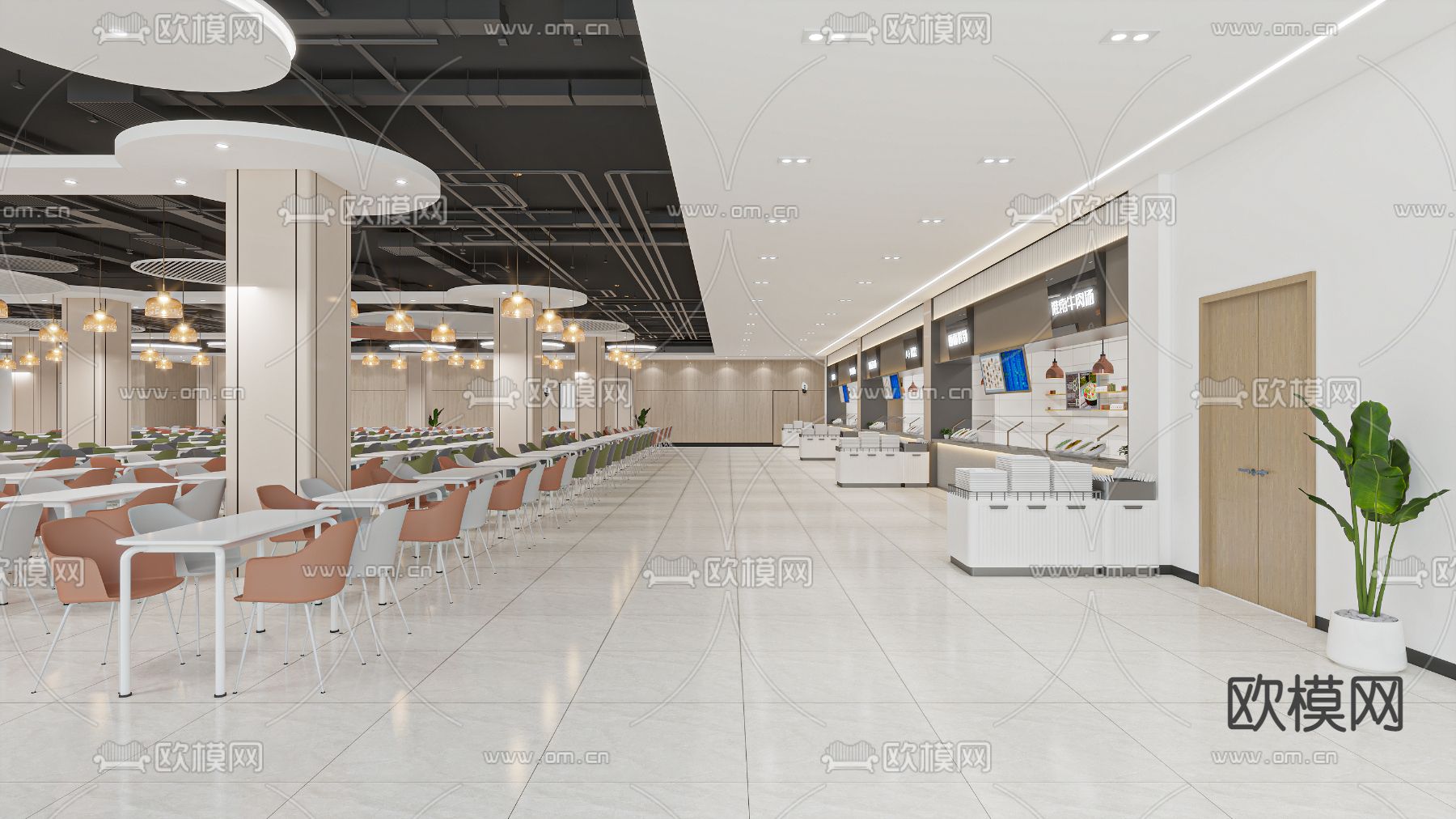 现代食堂3d模型下载（渲染图3）