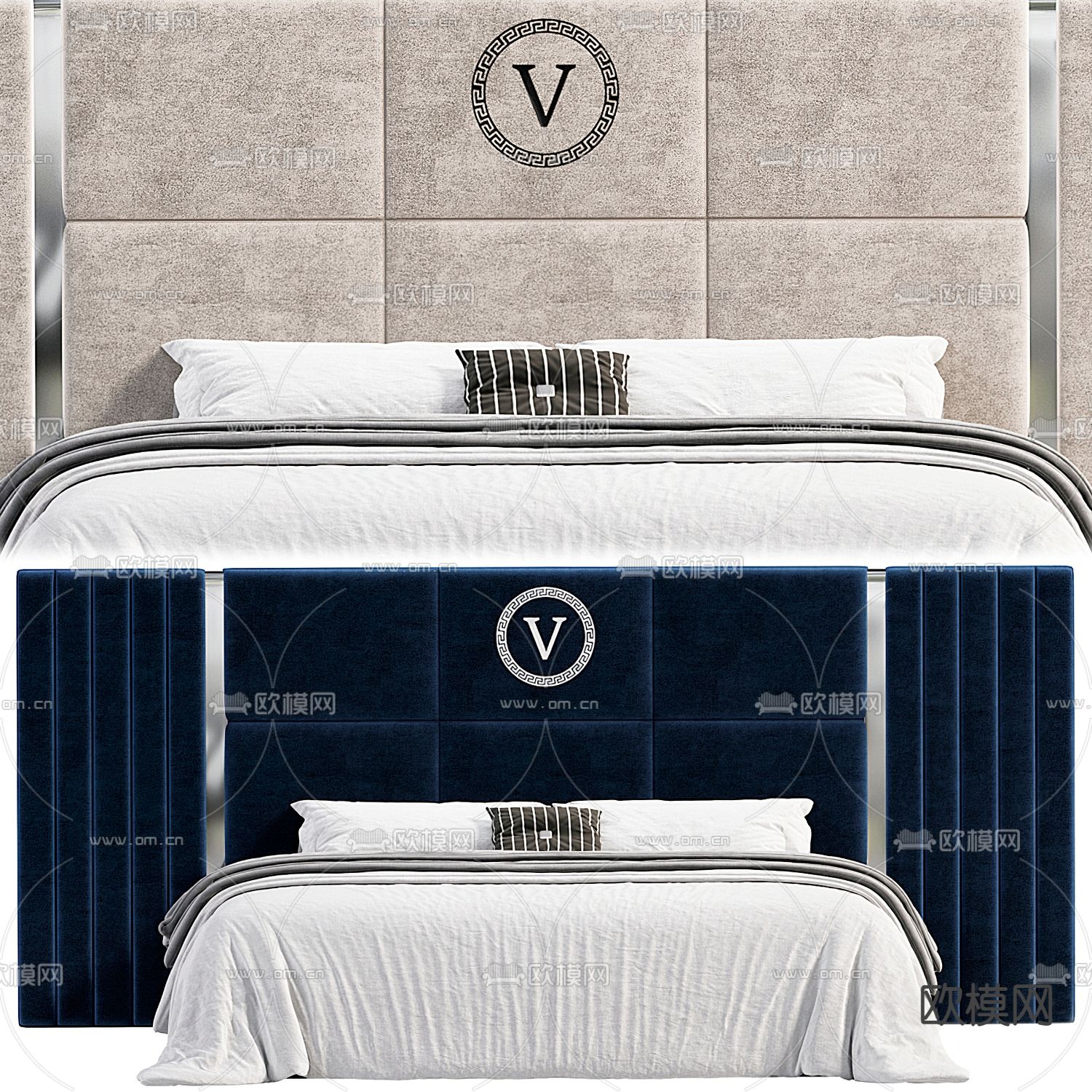 Versace 现代双人床3d模型下载（渲染图3）