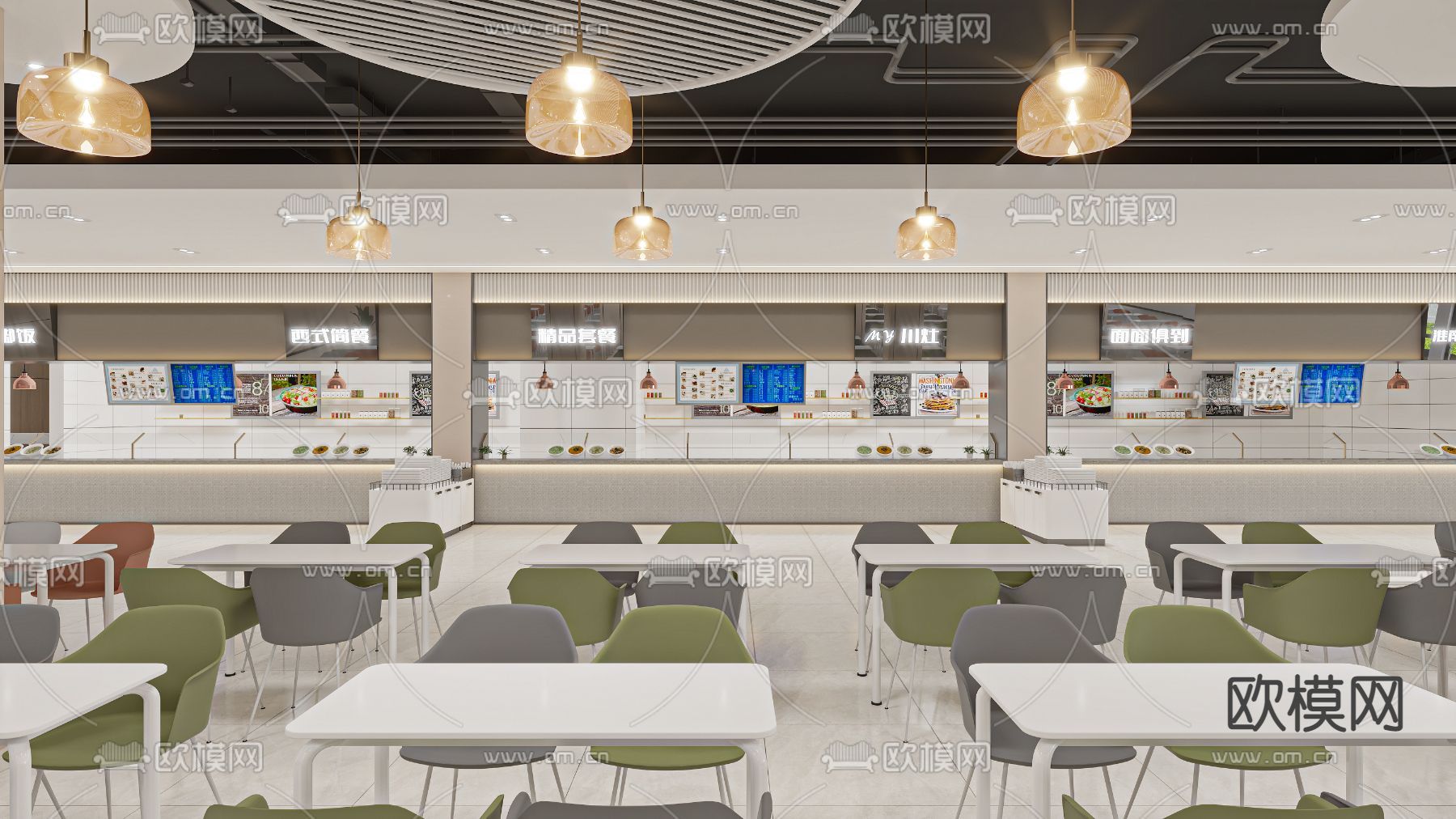 现代食堂3d模型下载（渲染图4）