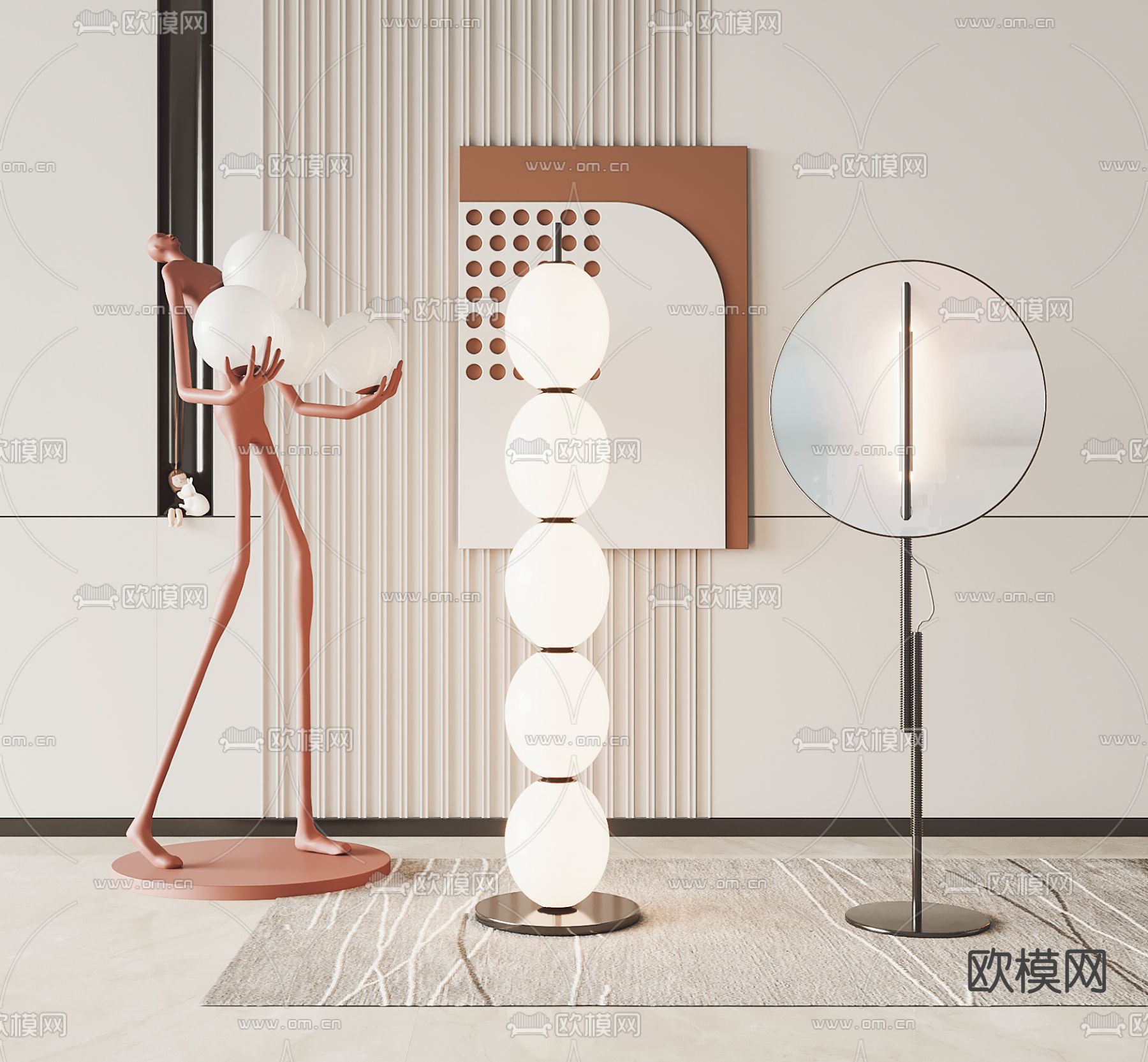 现代串珠落地灯3d模型下载