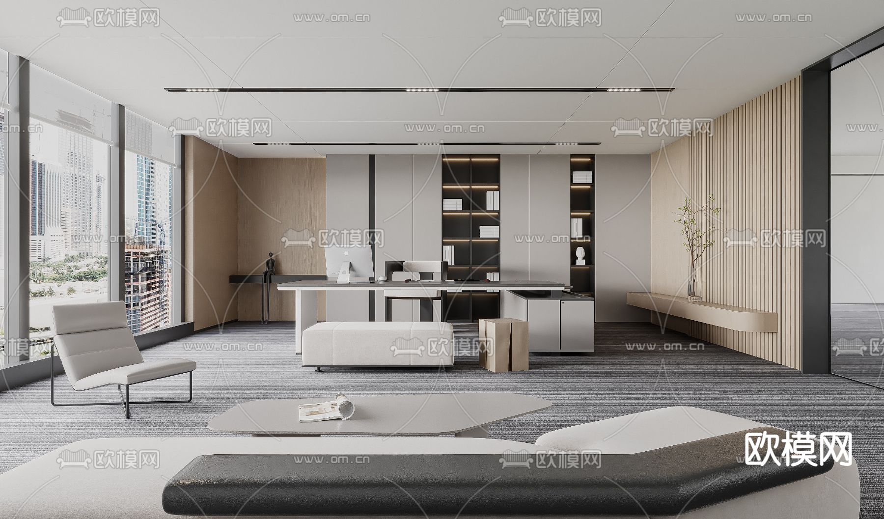 现代总经理室 董事长室3d模型