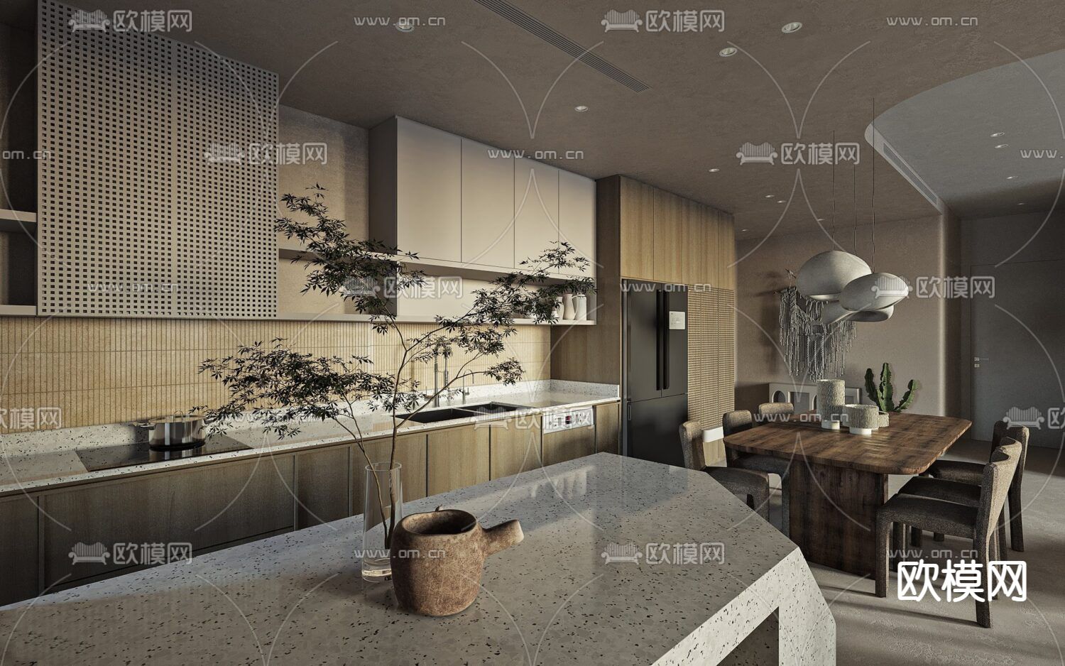 诧寂风创意客餐厅免费3d模型