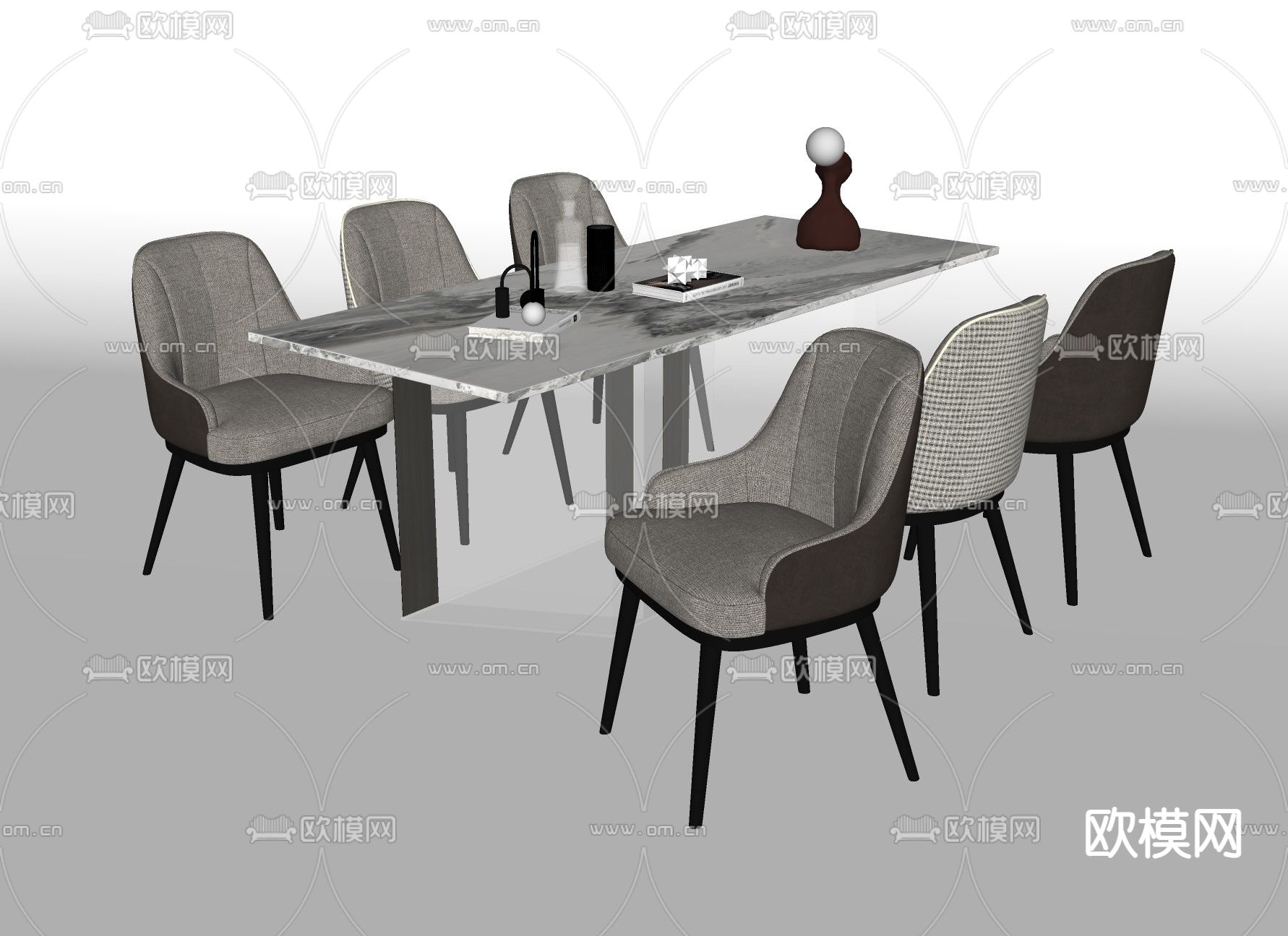 北欧餐桌椅su模型下载（渲染图2）