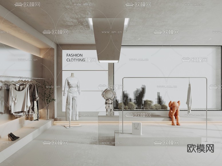 侘寂服装店 女装店3d模型下载_ID12140977_3dmax免费模型-欧模网