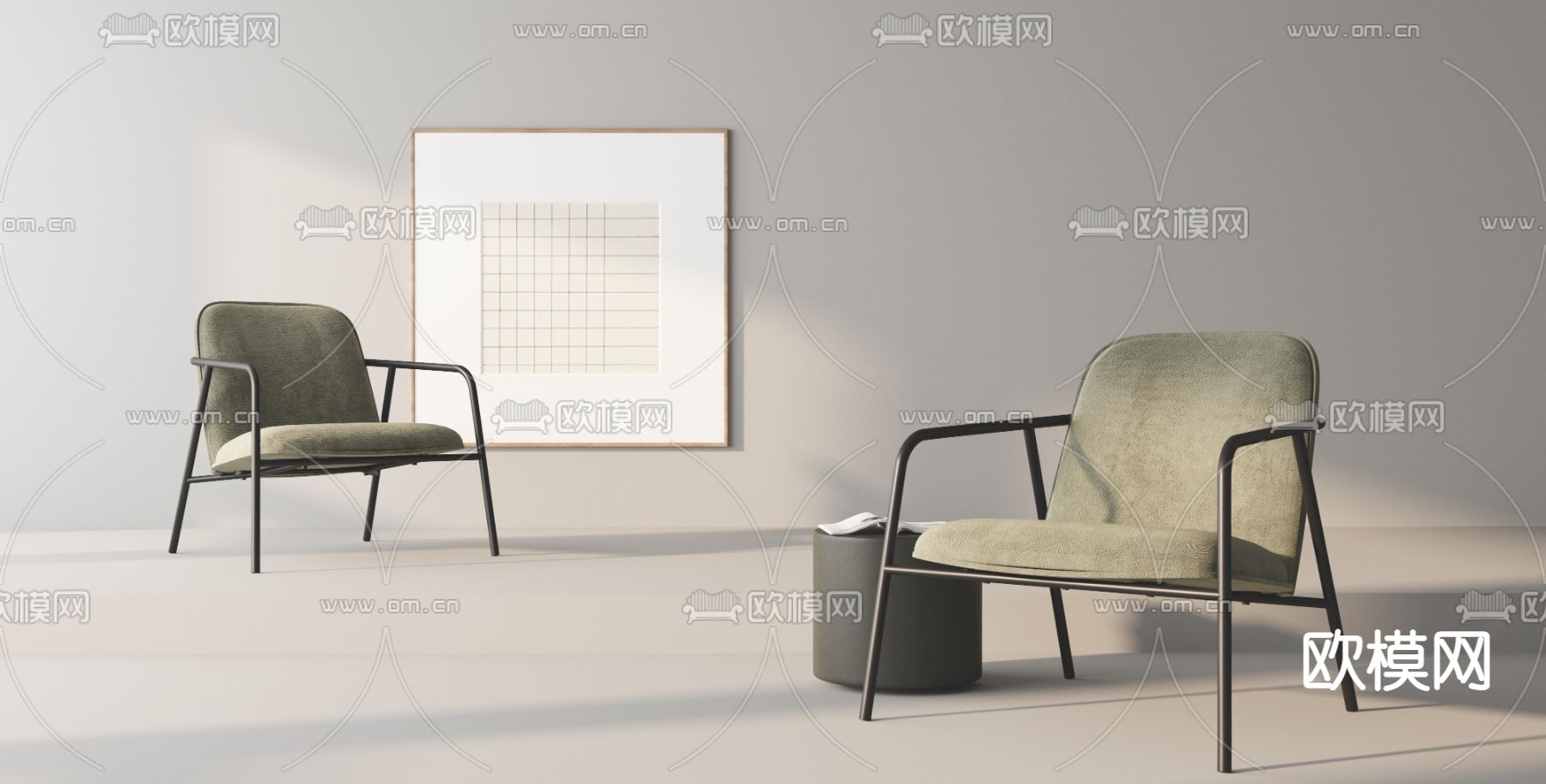 现代绿色单椅子 休闲椅3d模型下载_ID12142149_3dmax免费模型-欧模网