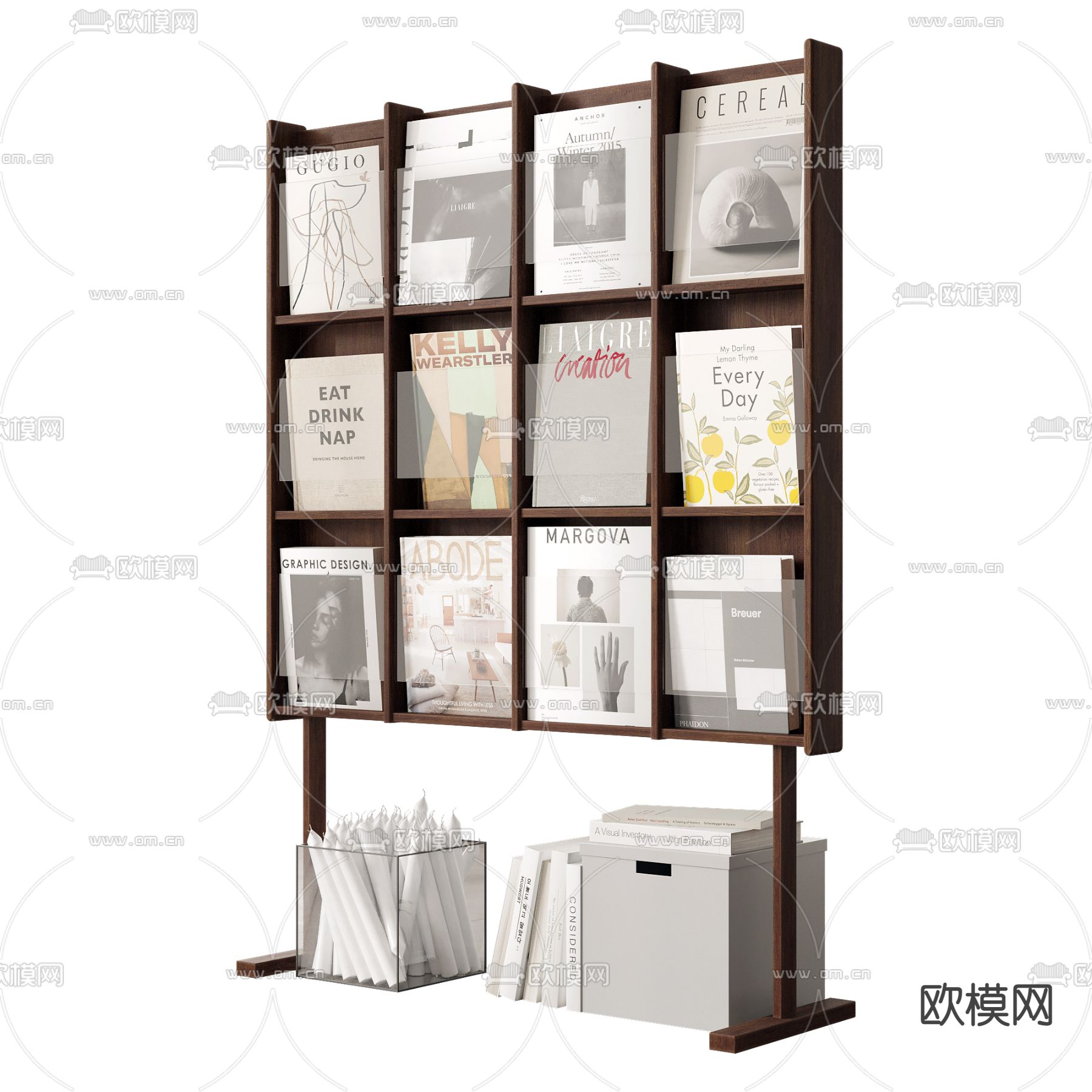 中古风书架 杂志架3d模型下载（渲染图2）