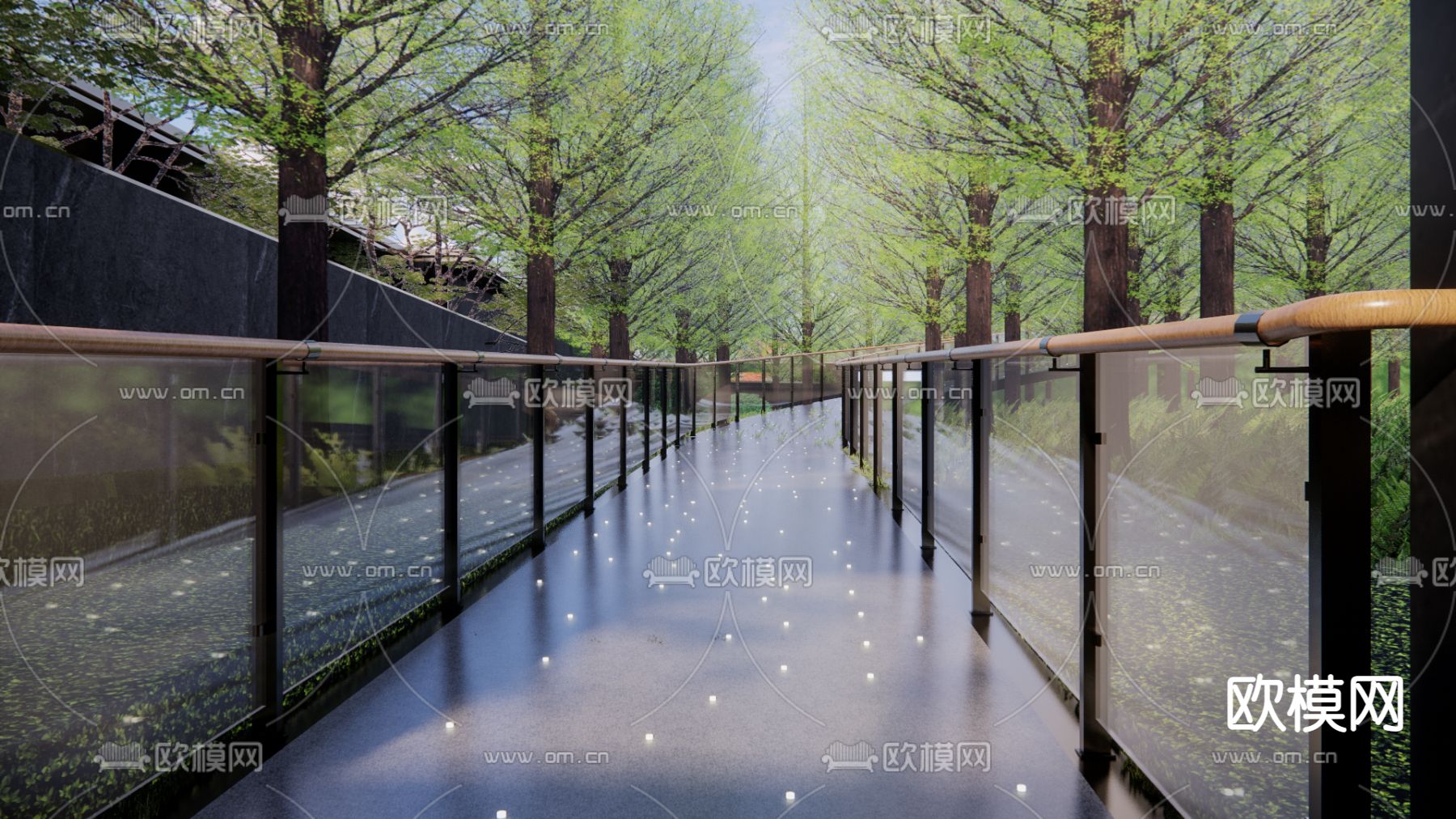 新中式售楼处景观su模型下载（渲染图2）