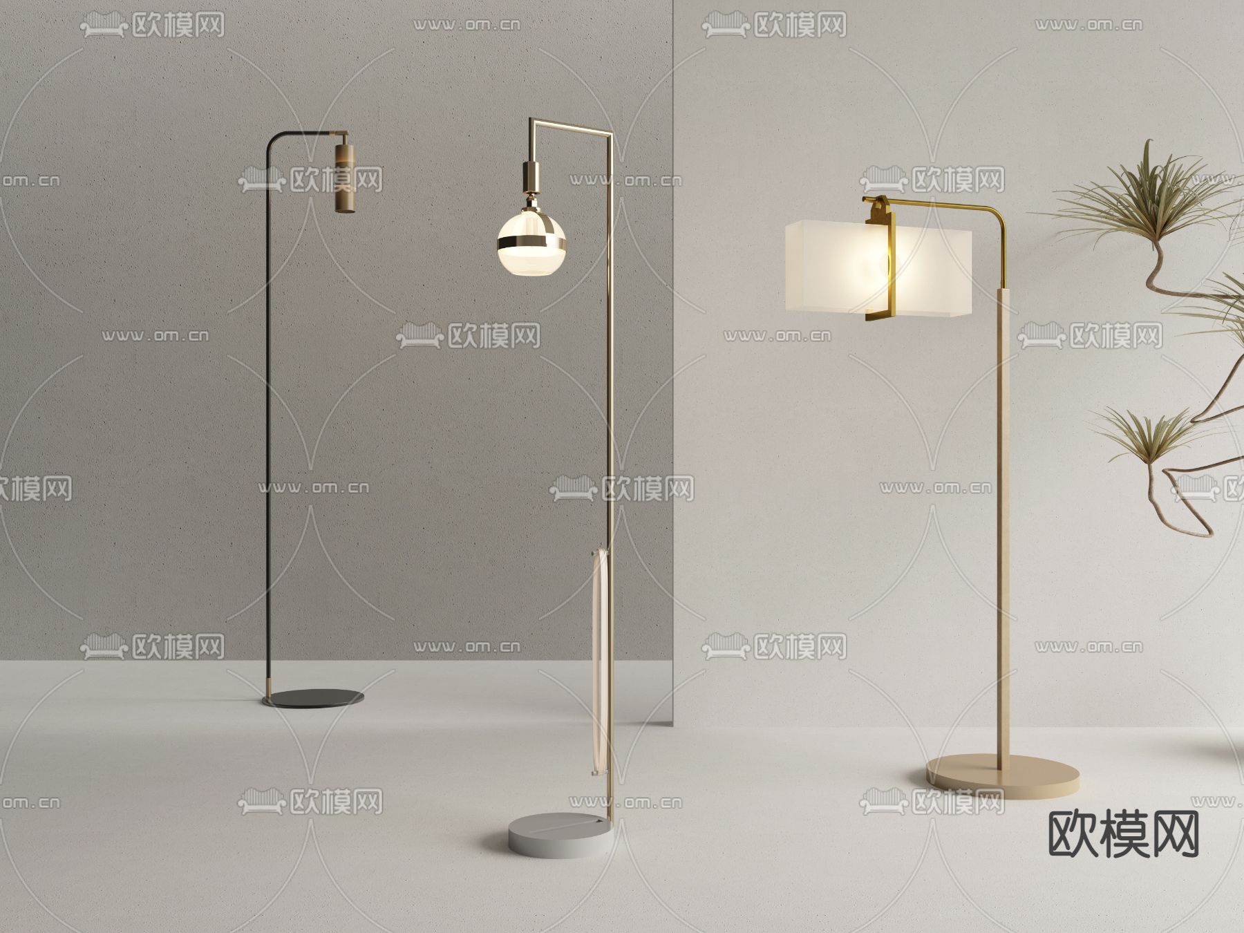 现代金属落地灯3d模型下载_ID12141763_3dmax免费模型-欧模网