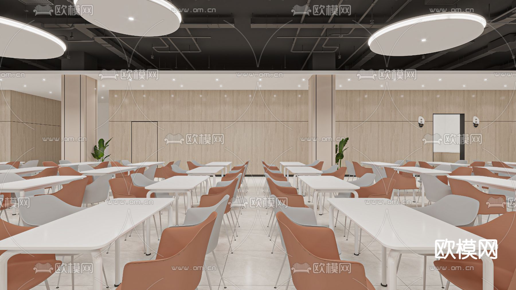 现代食堂3d模型下载（渲染图2）