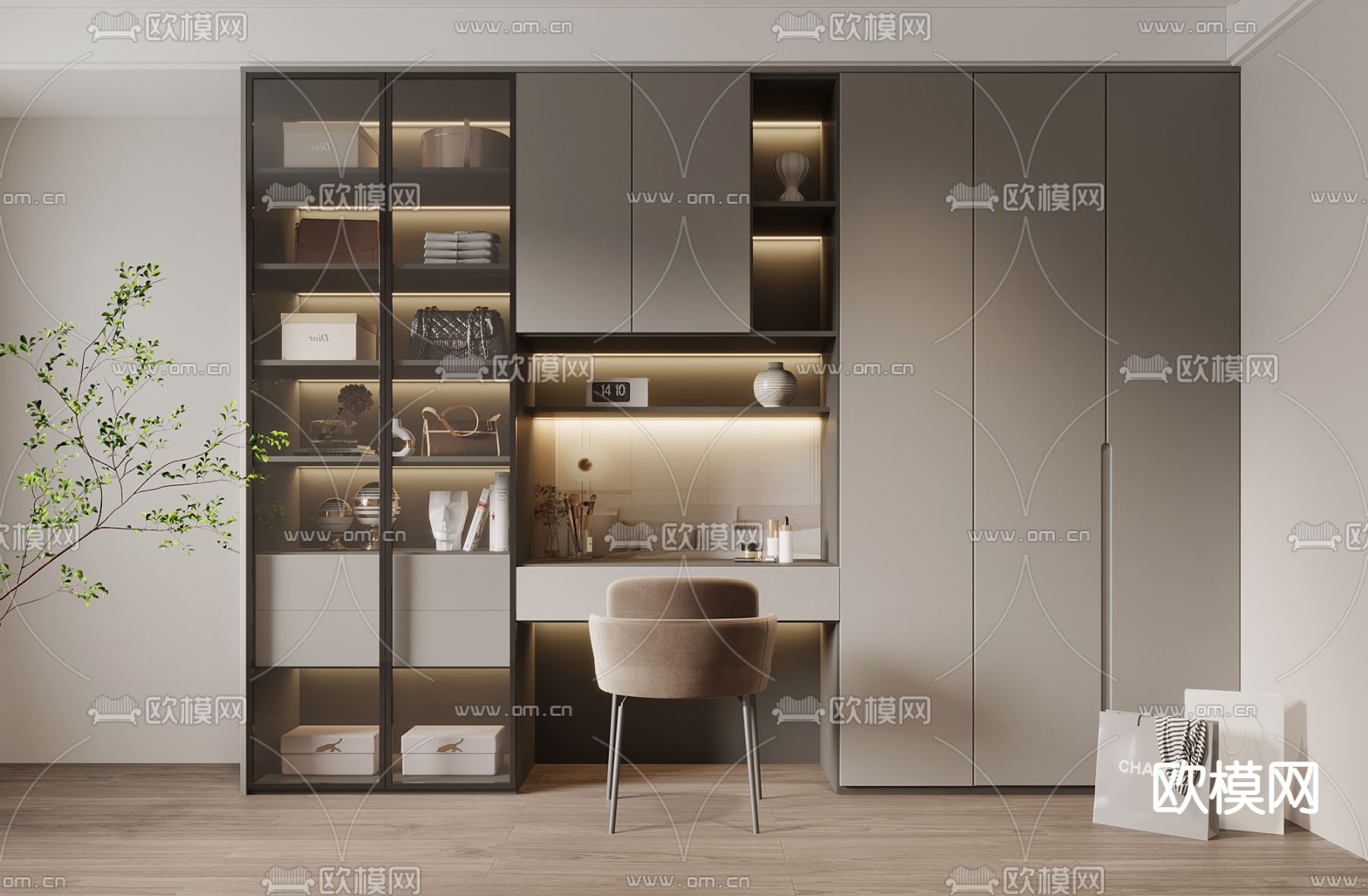 现代多功能衣柜3d模型