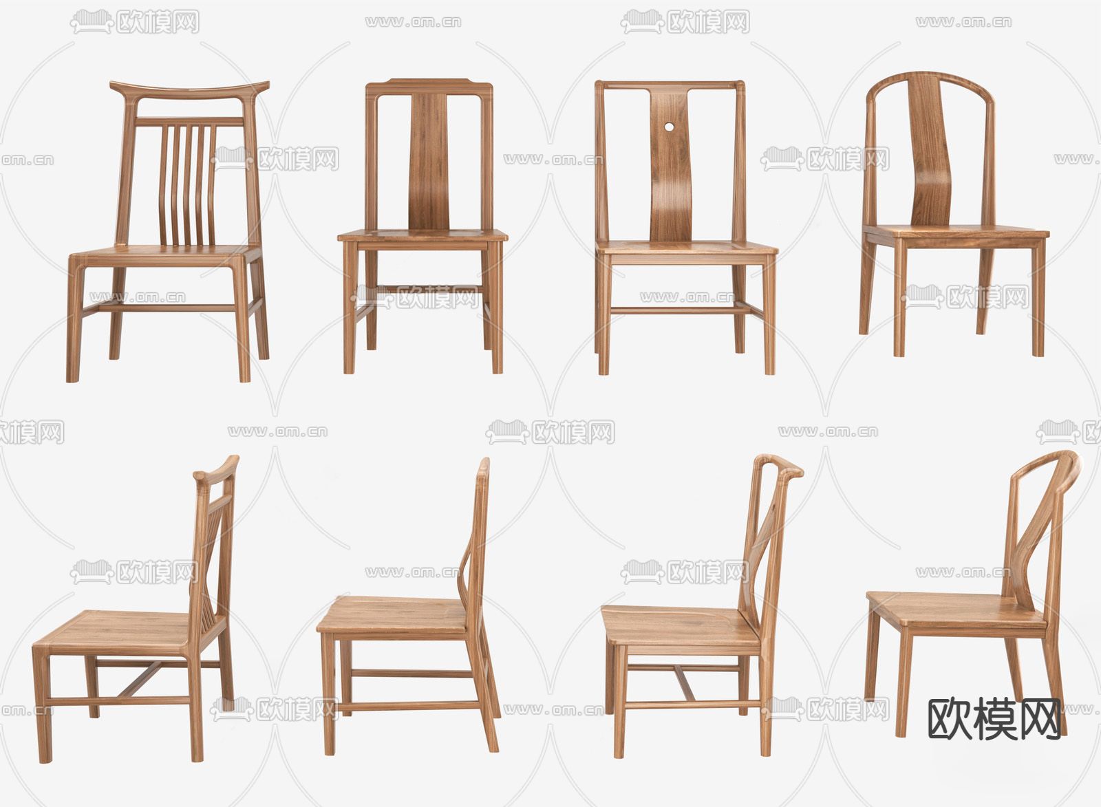新中式餐椅su模型下载（渲染图1）