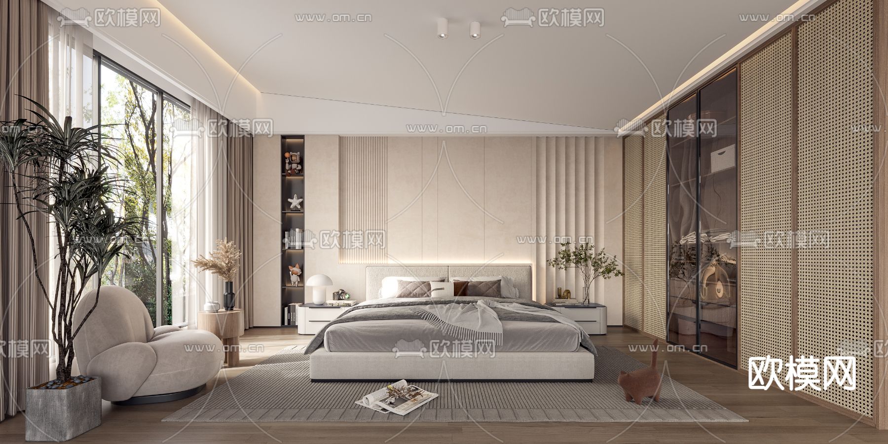 侘寂卧室 主人房3d模型下载