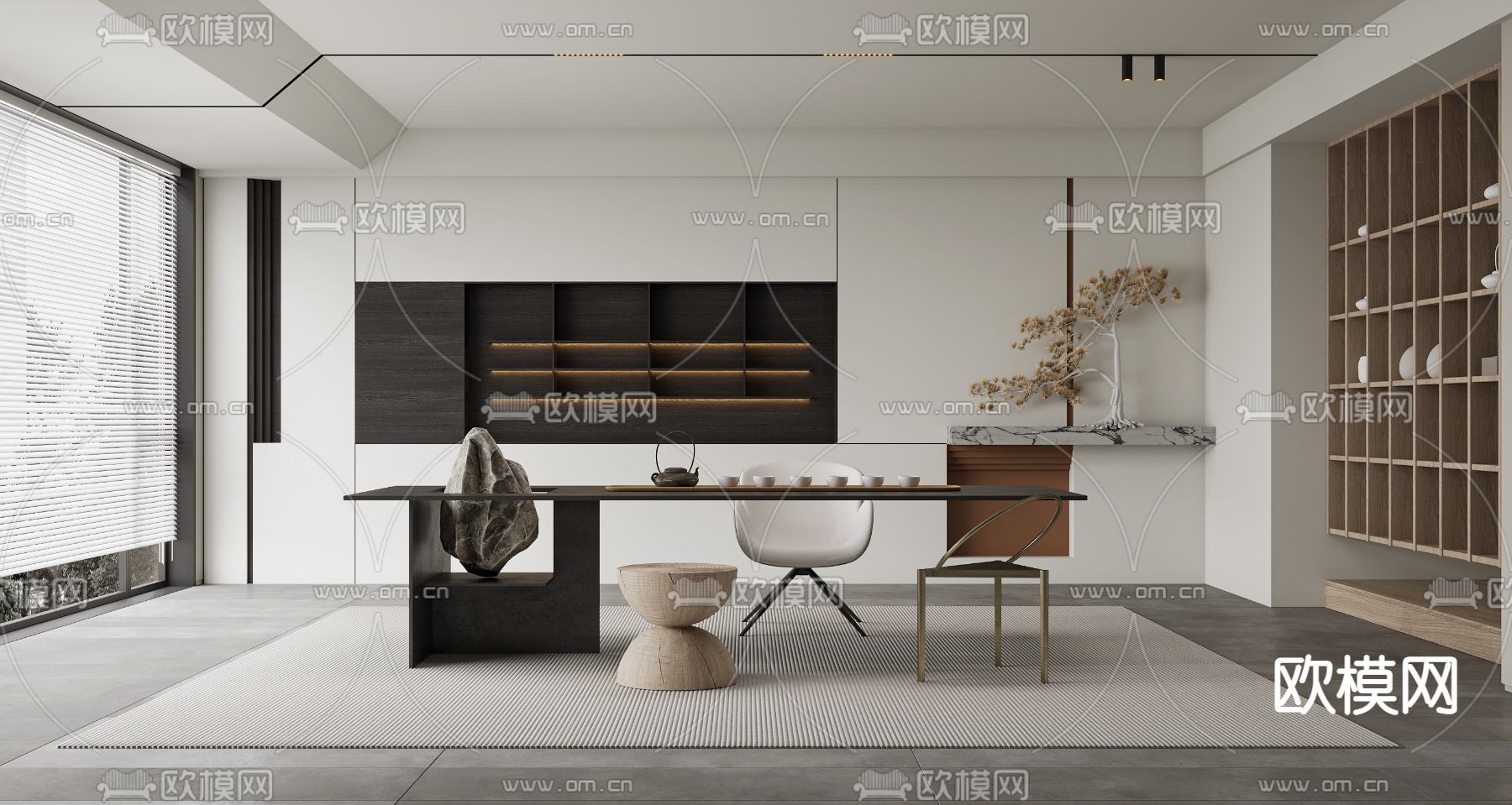 现代茶室3d模型下载