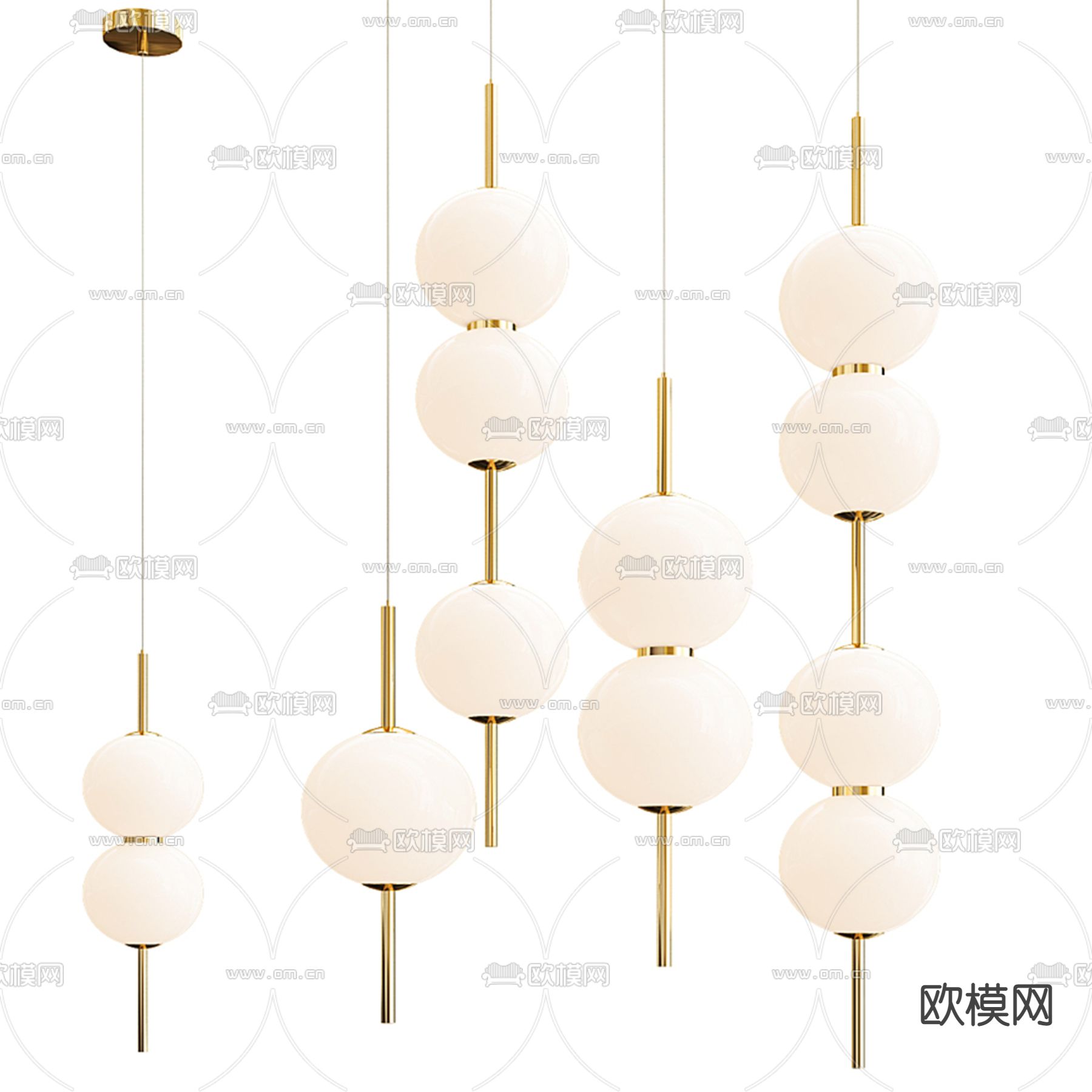 现代球形串珠吊灯3d模型下载_ID12140902_3dmax免费模型-欧模网